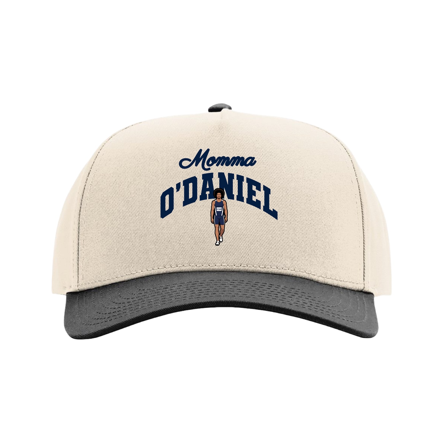 Full Fabric Five-Panel Champ Cap — Mothers Day Arch in Cream/Black