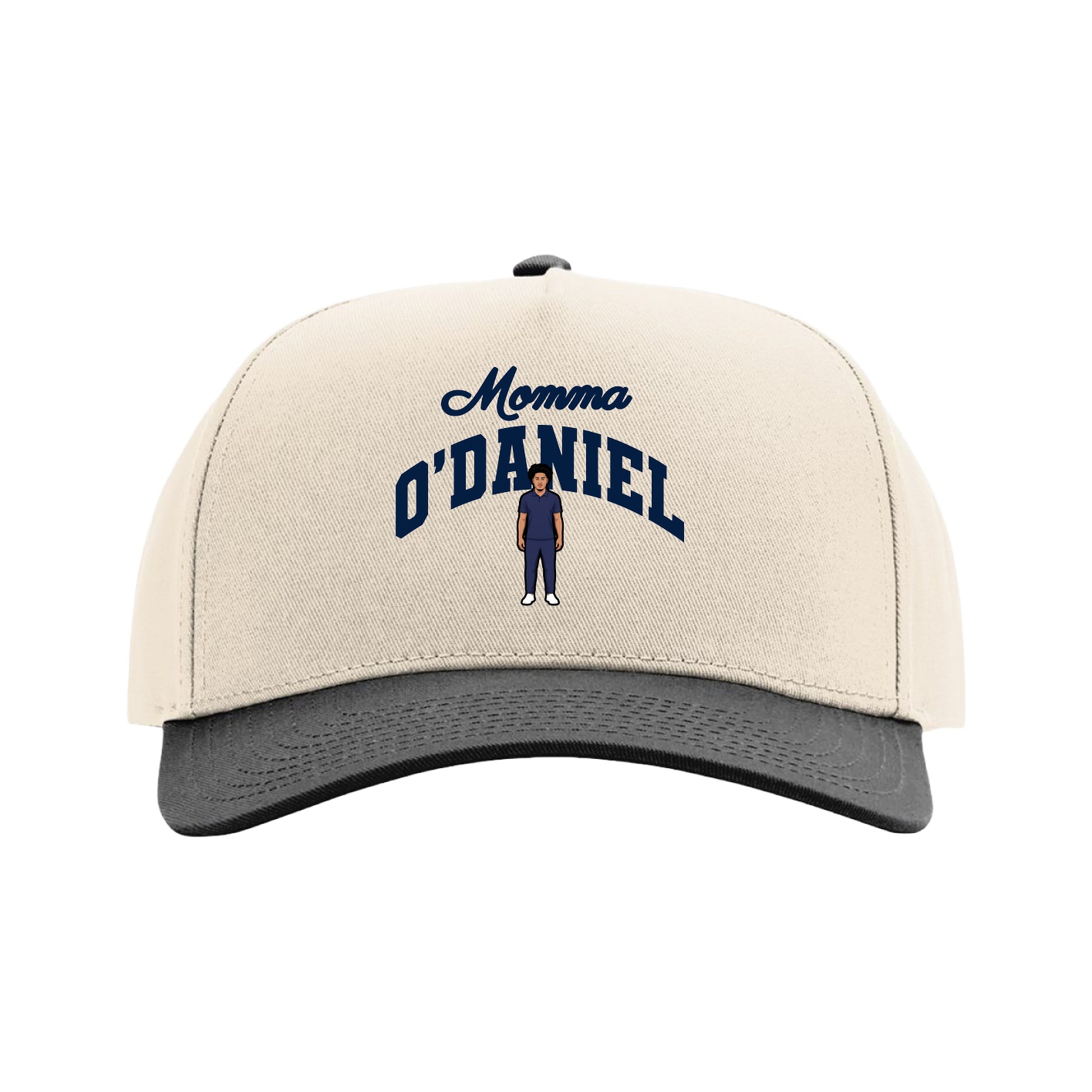 Full Fabric Five-Panel Champ Cap — Mothers Day Arch in Cream/Black