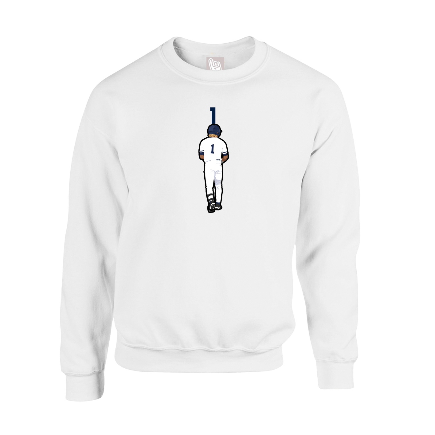 Fleece Crew — Number Top in White