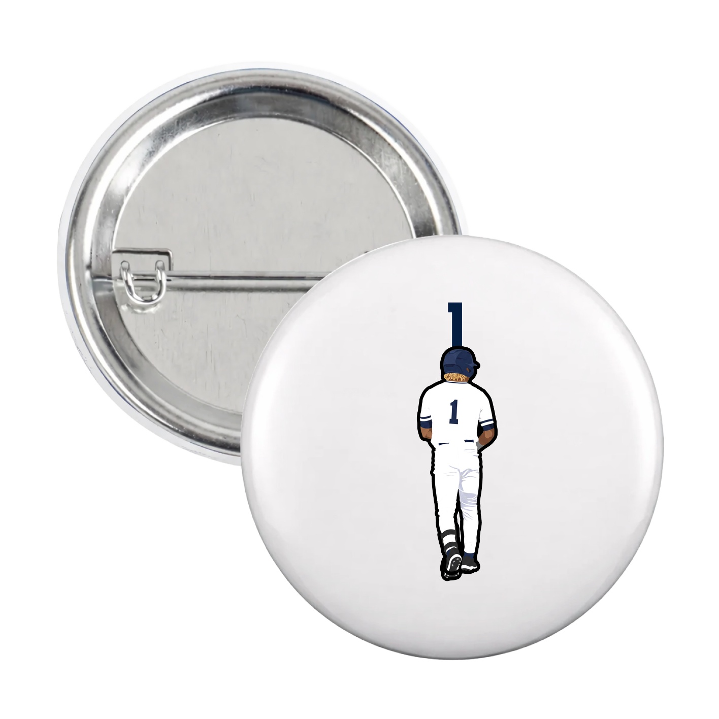 Game Day Button — Number Top in White
