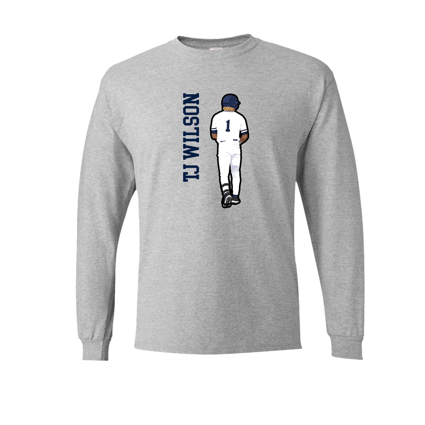 Long Sleeve Tee — Name Vertical in Grey