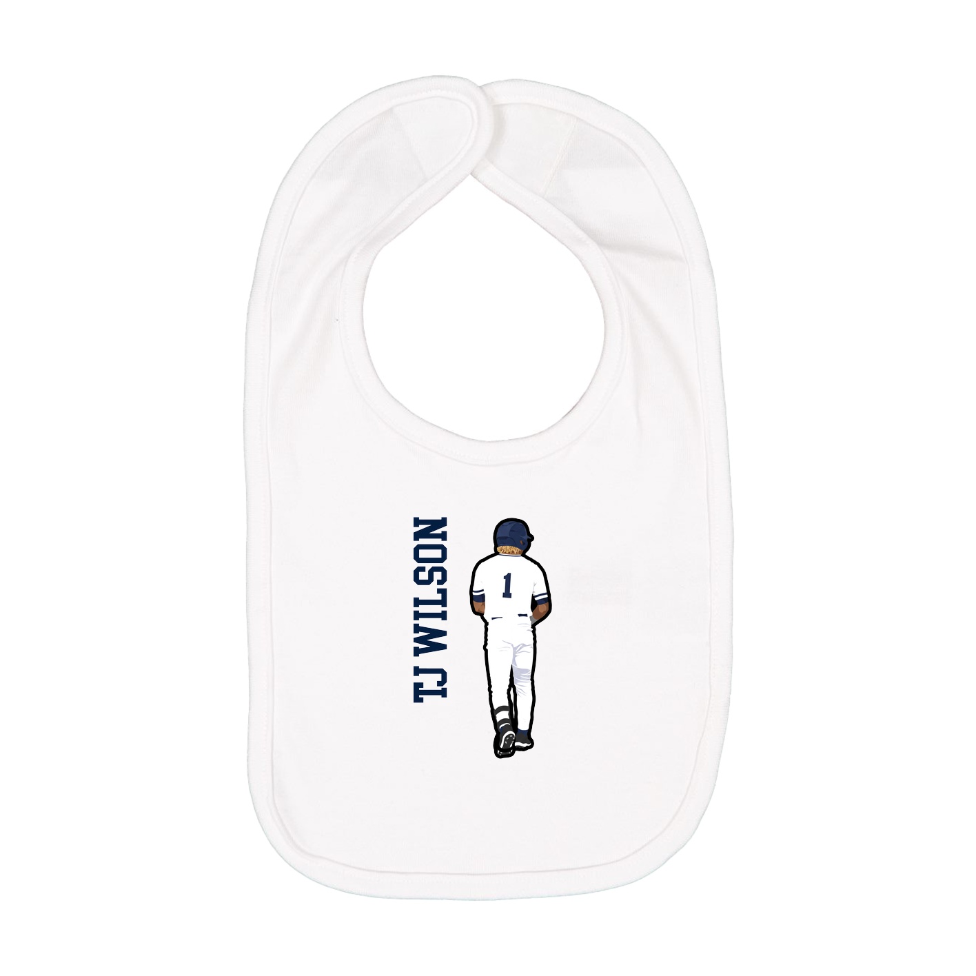 Infant Bib — Name Vertical in White