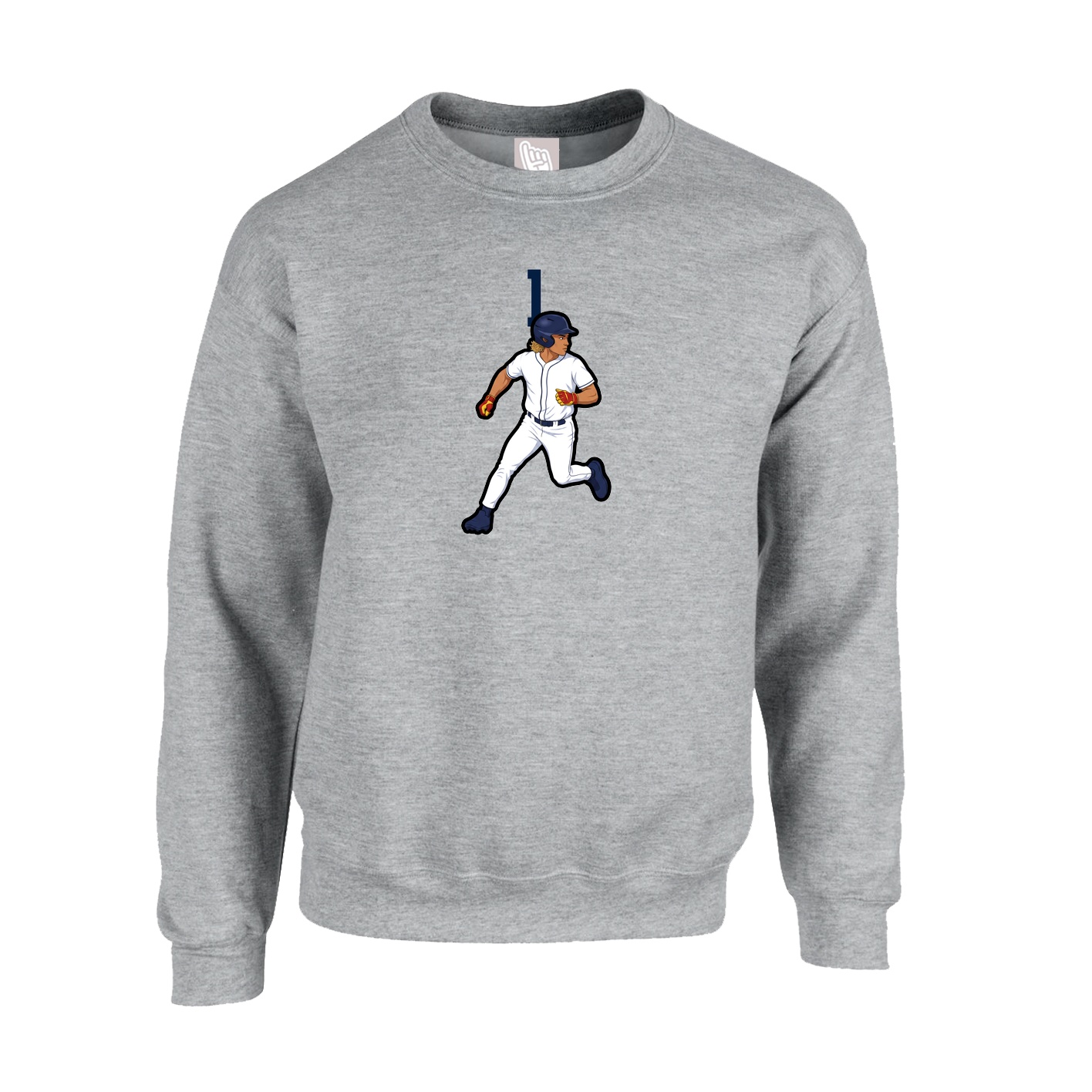 Fleece Crew — Number Top in Grey