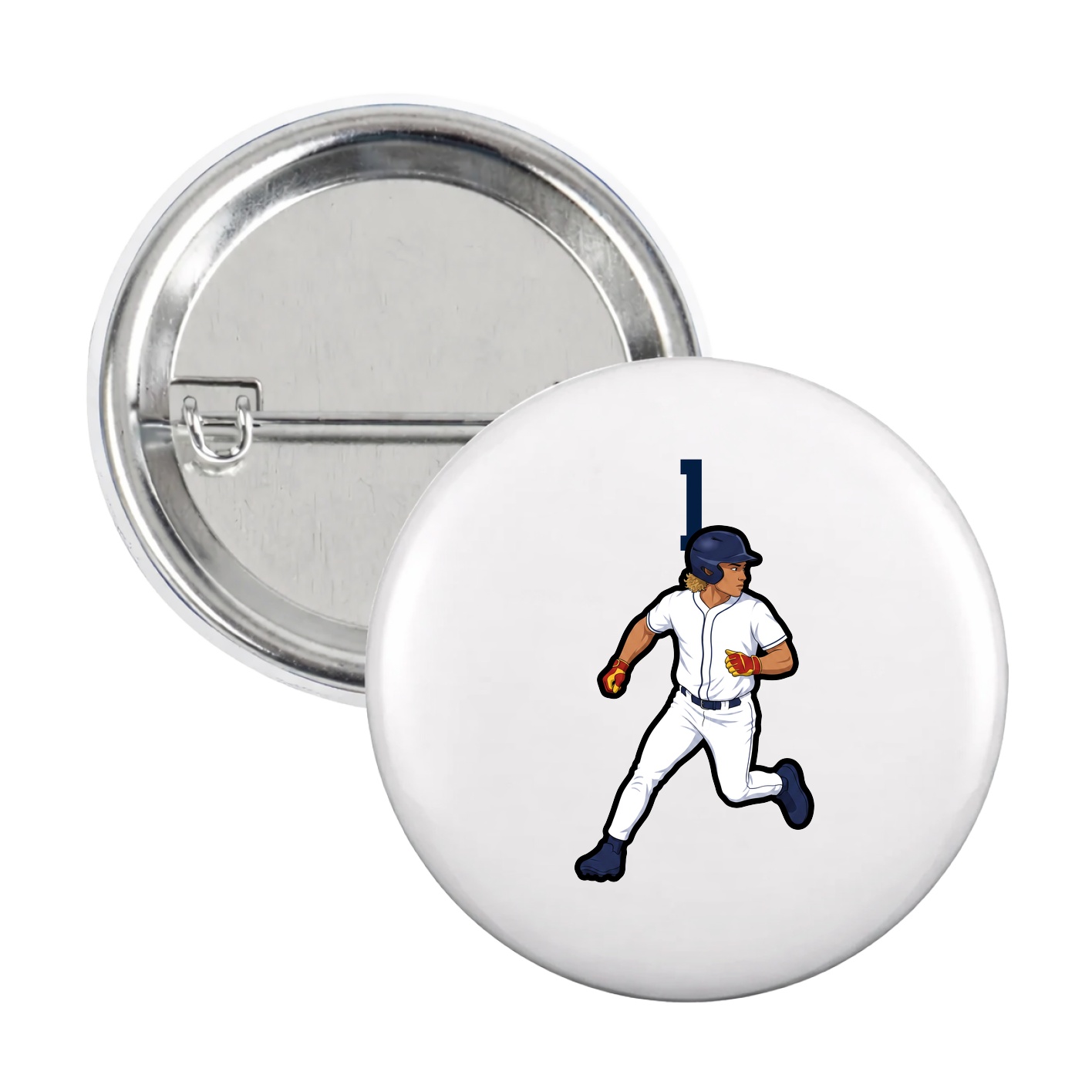 Game Day Button — Number Top in White