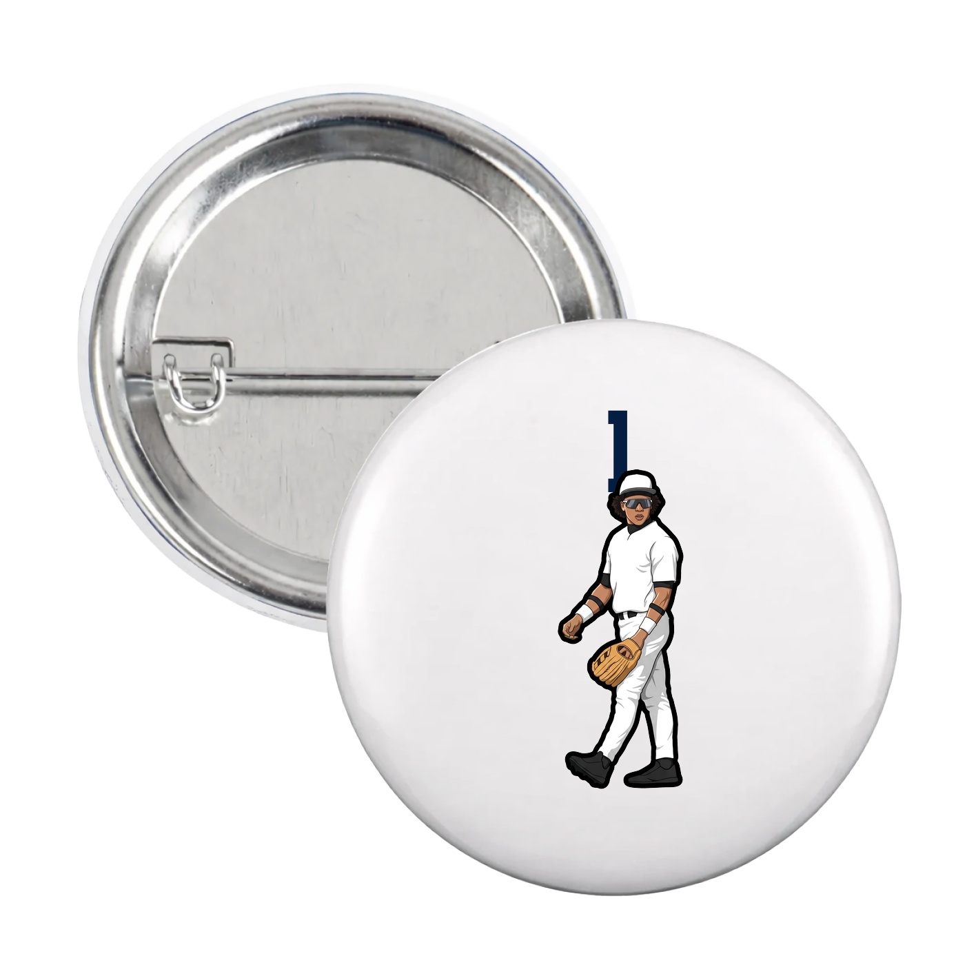 Game Day Button — Number Top in White