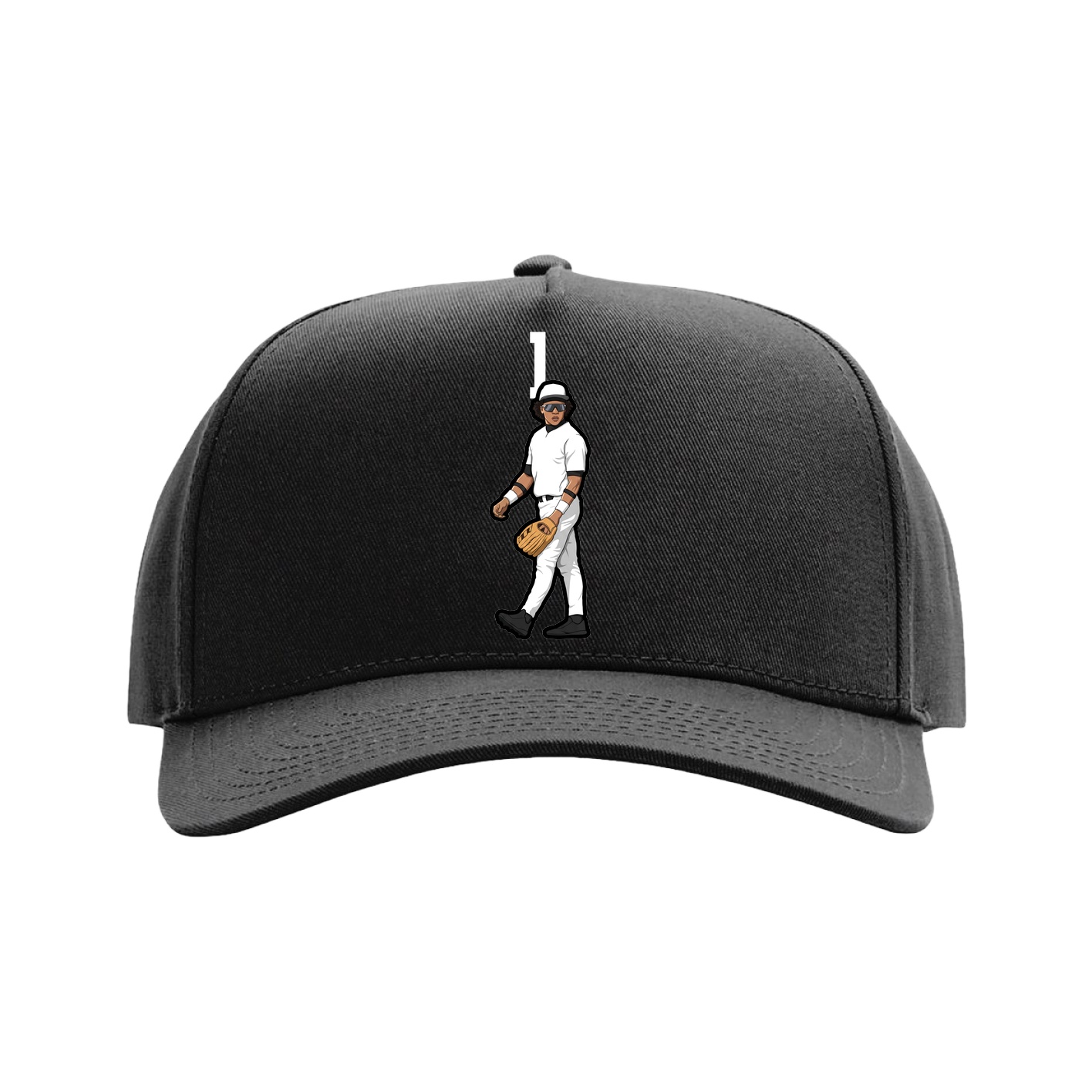 Full Fabric Five-Panel Champ Cap — Number Top in Black