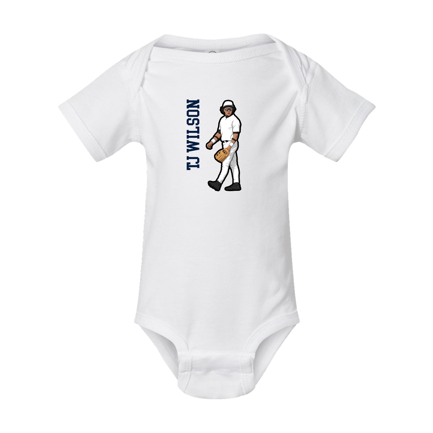 Baby Onesie — Name Vertical in White