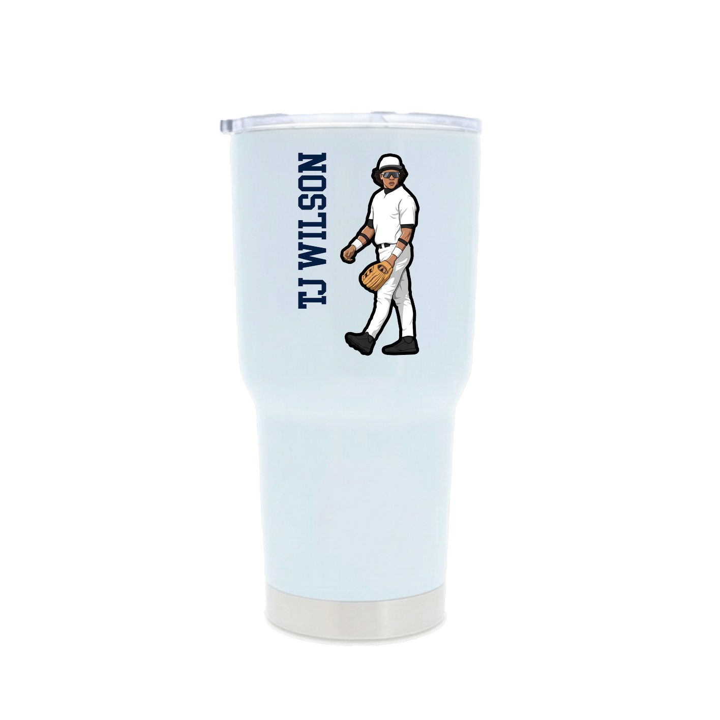 30oz Stainless Steel Tumbler — Name Vertical in White