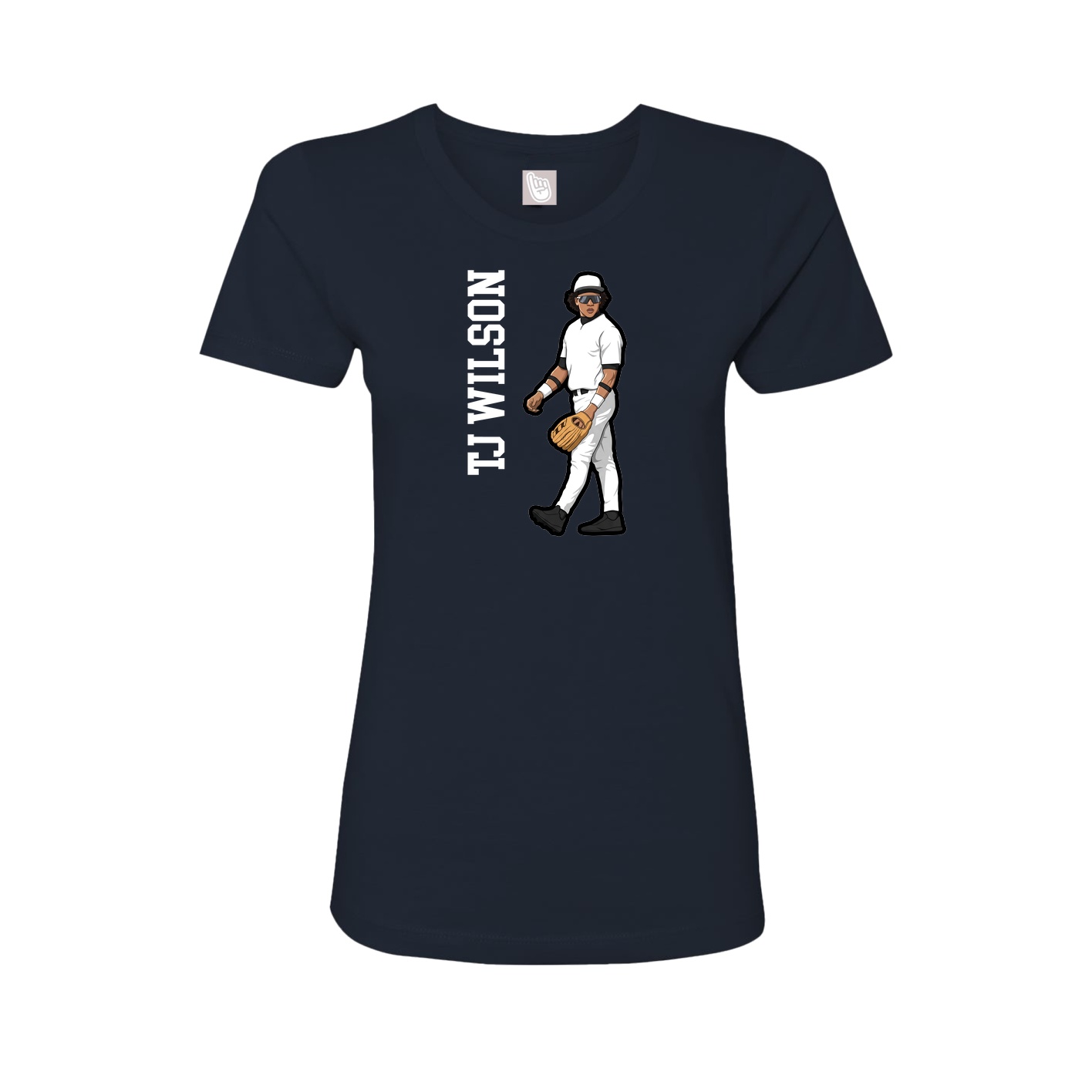 Fitted Women's Tee — Name Vertical in Navy