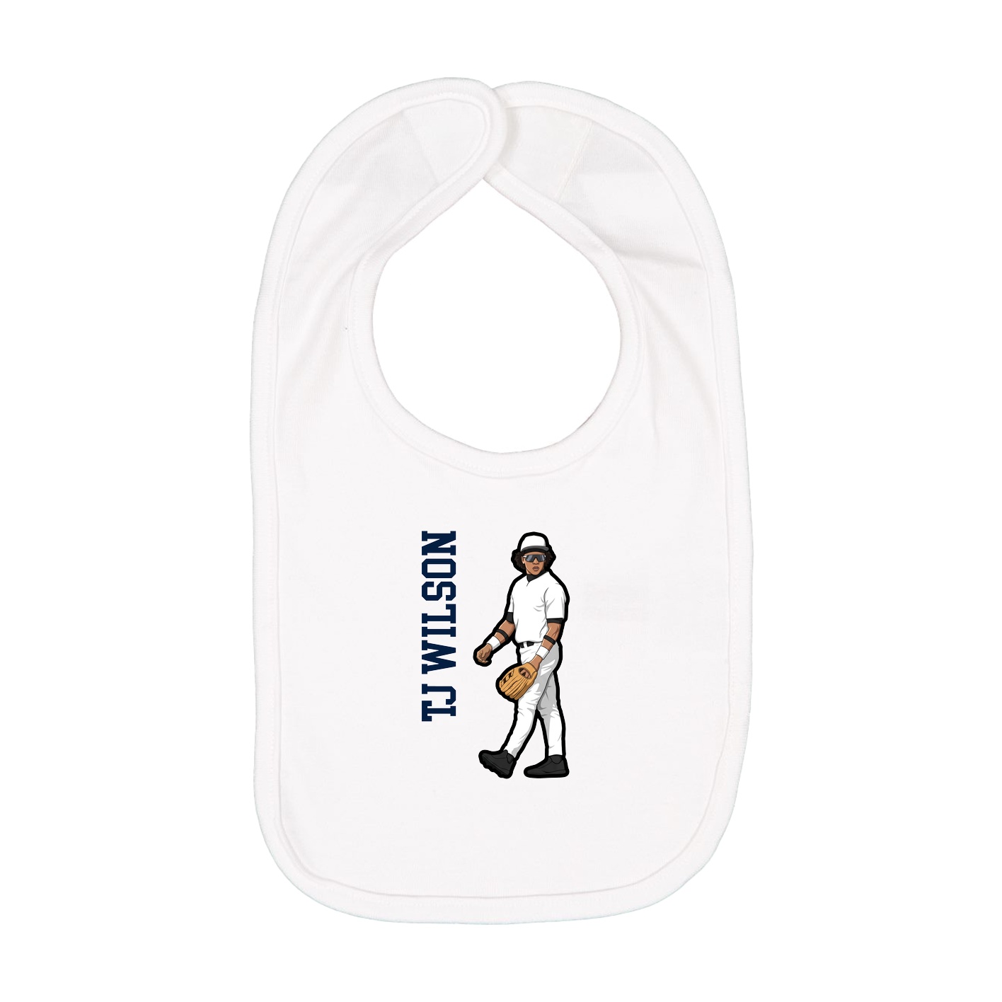 Infant Bib — Name Vertical in White