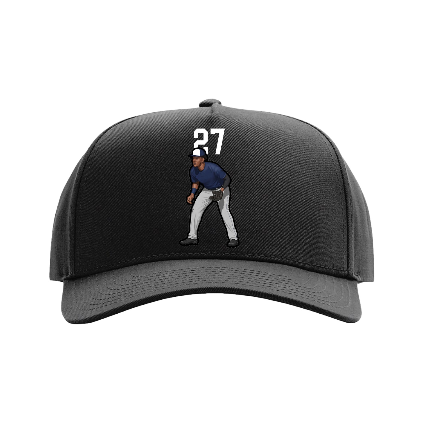 Full Fabric Five-Panel Champ Cap — Number Top in Black