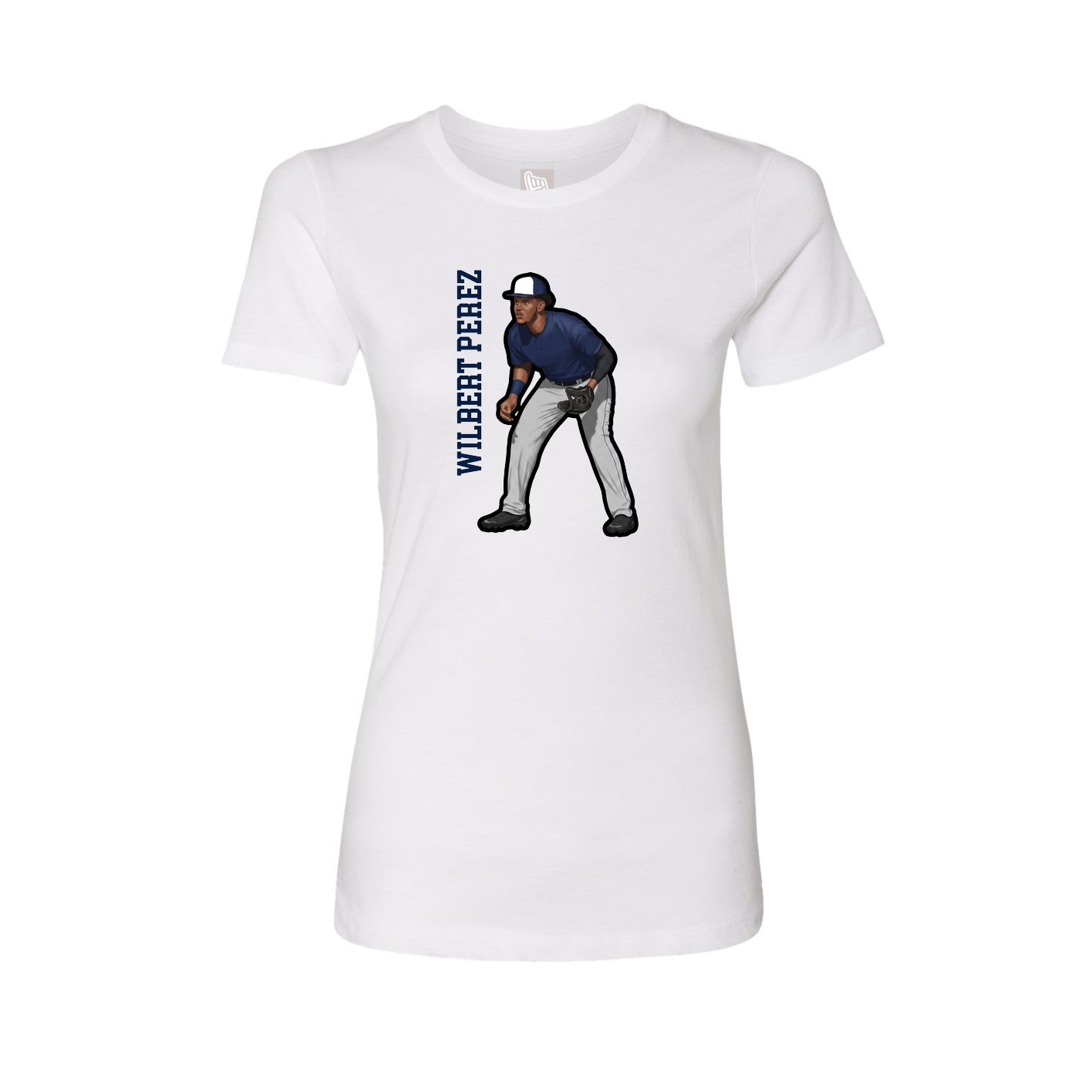 Fitted Women's Tee — Name Vertical in White