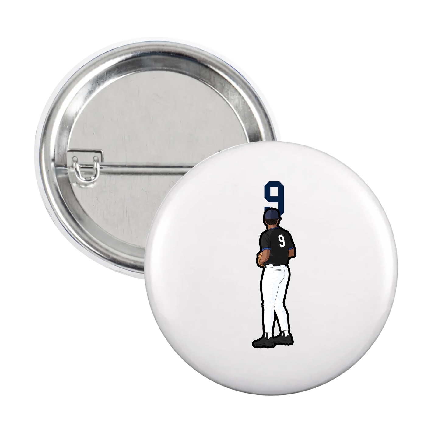 Game Day Button — Number Top in White