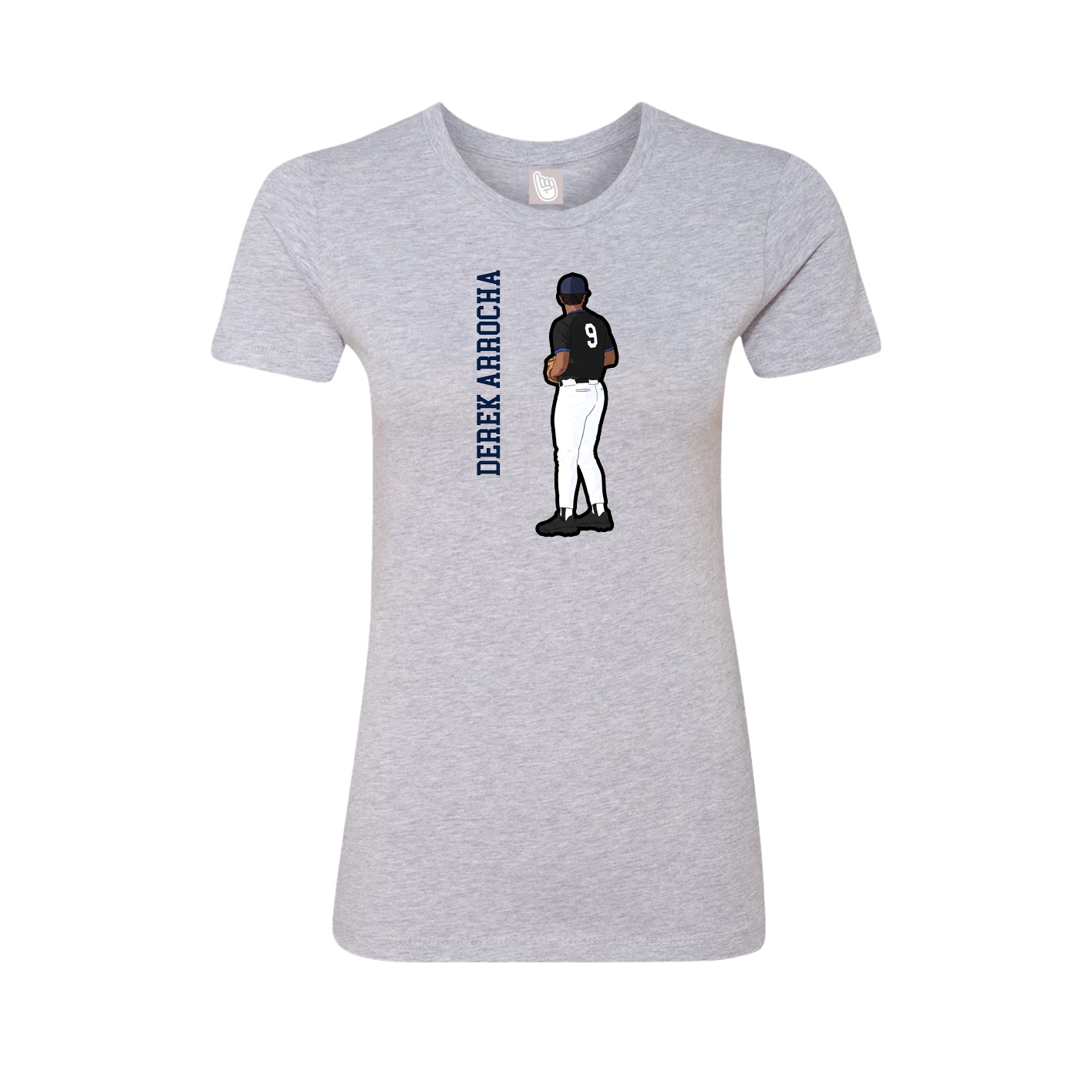 Fitted Women's Tee — Name Vertical in Grey