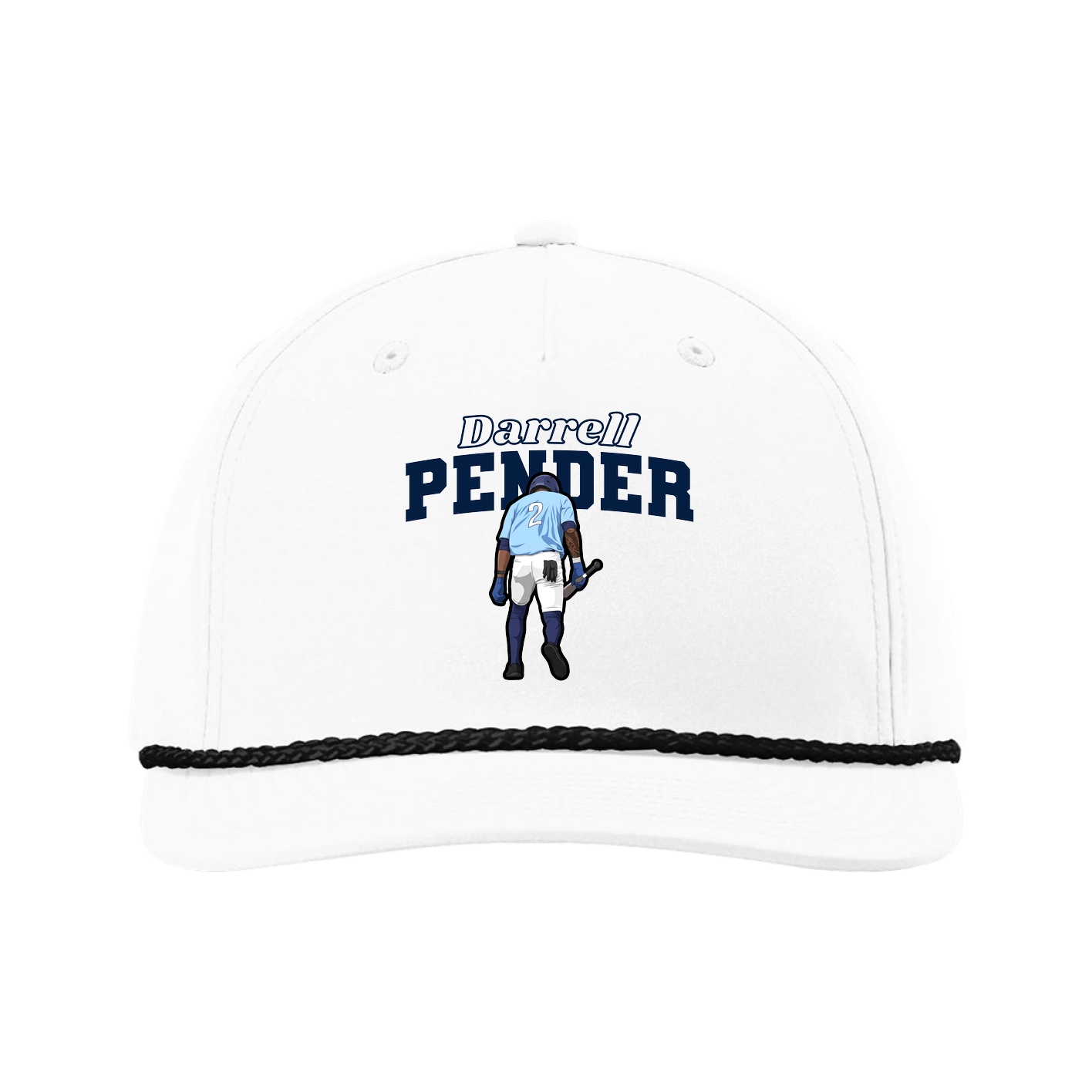 Five-Panel Classic Rope Cap — Name Arch in White