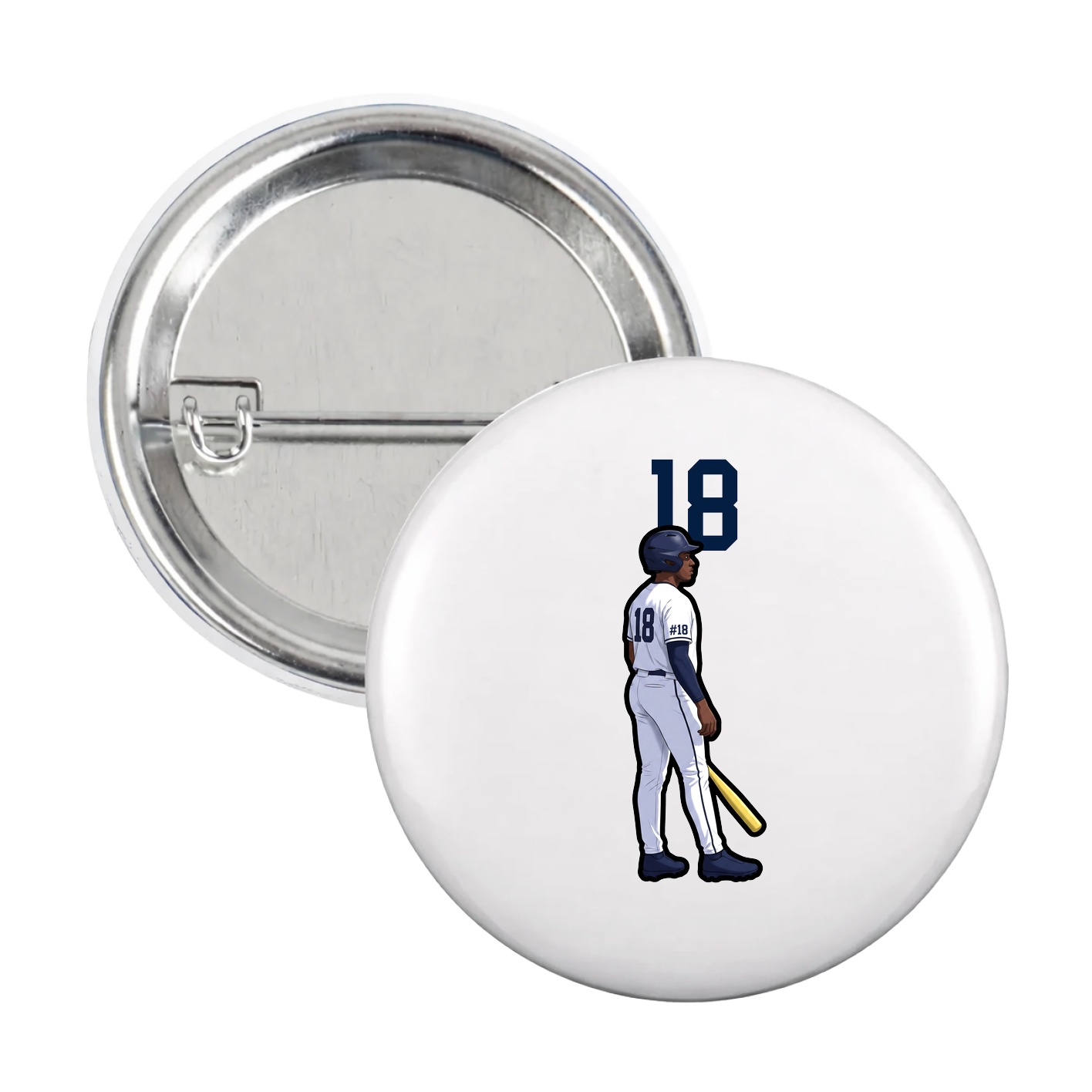 Game Day Button — Number Top in White