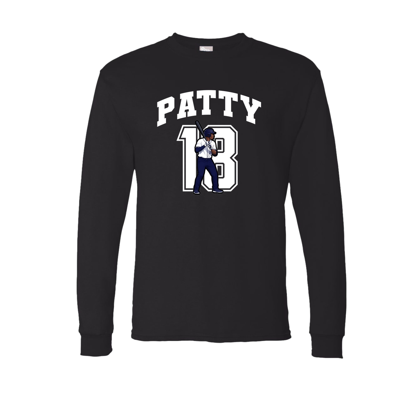 Long Sleeve Tee — Number in Black