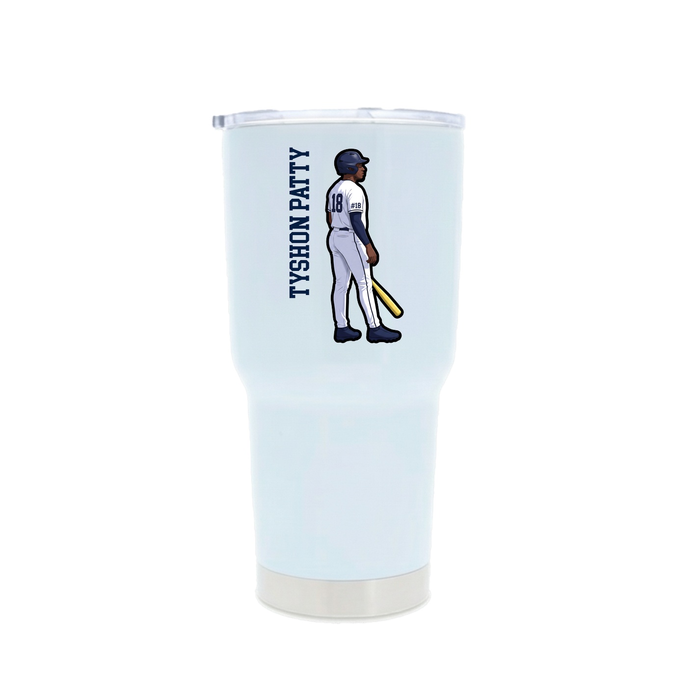 30oz Stainless Steel Tumbler — Name Vertical in White