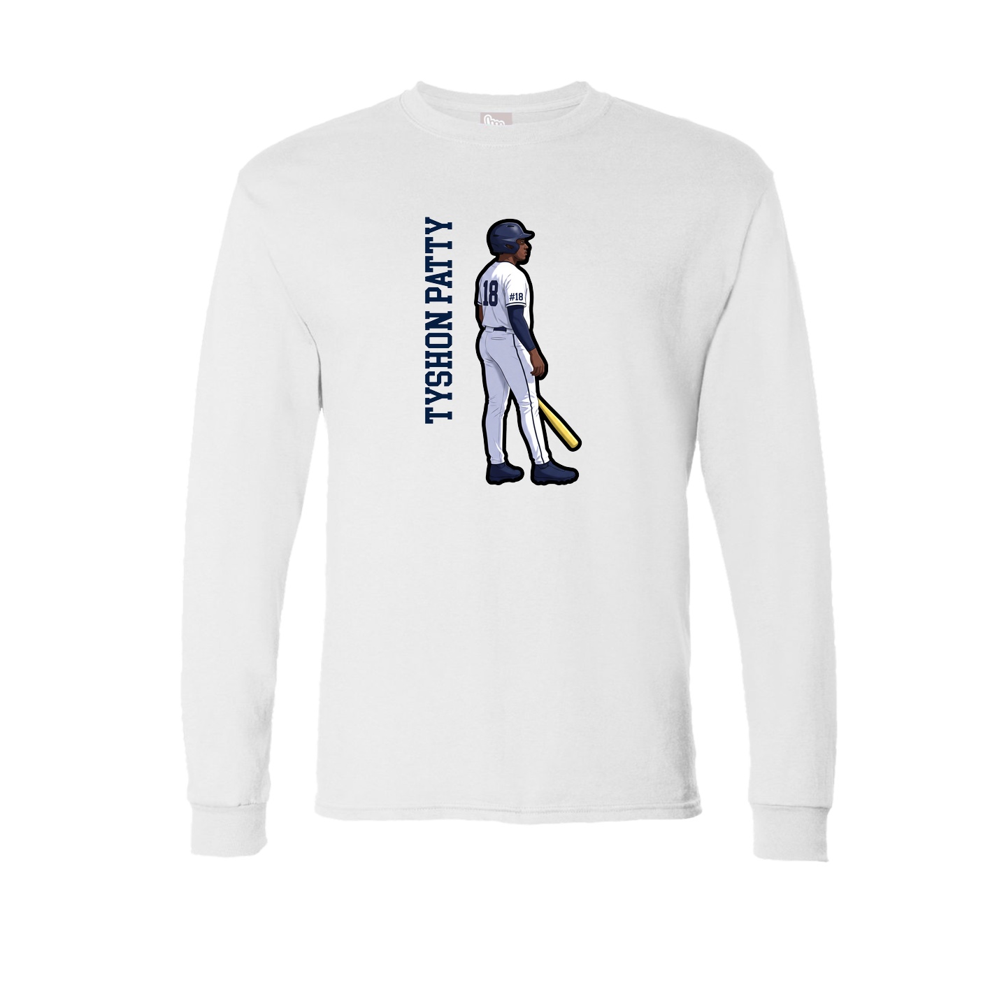 Long Sleeve Tee — Name Vertical in White