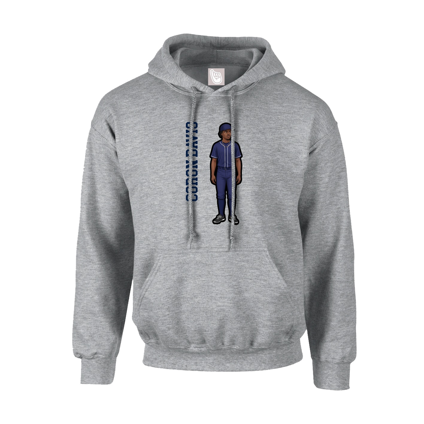Youth Hoodie — Name Vertical in Grey