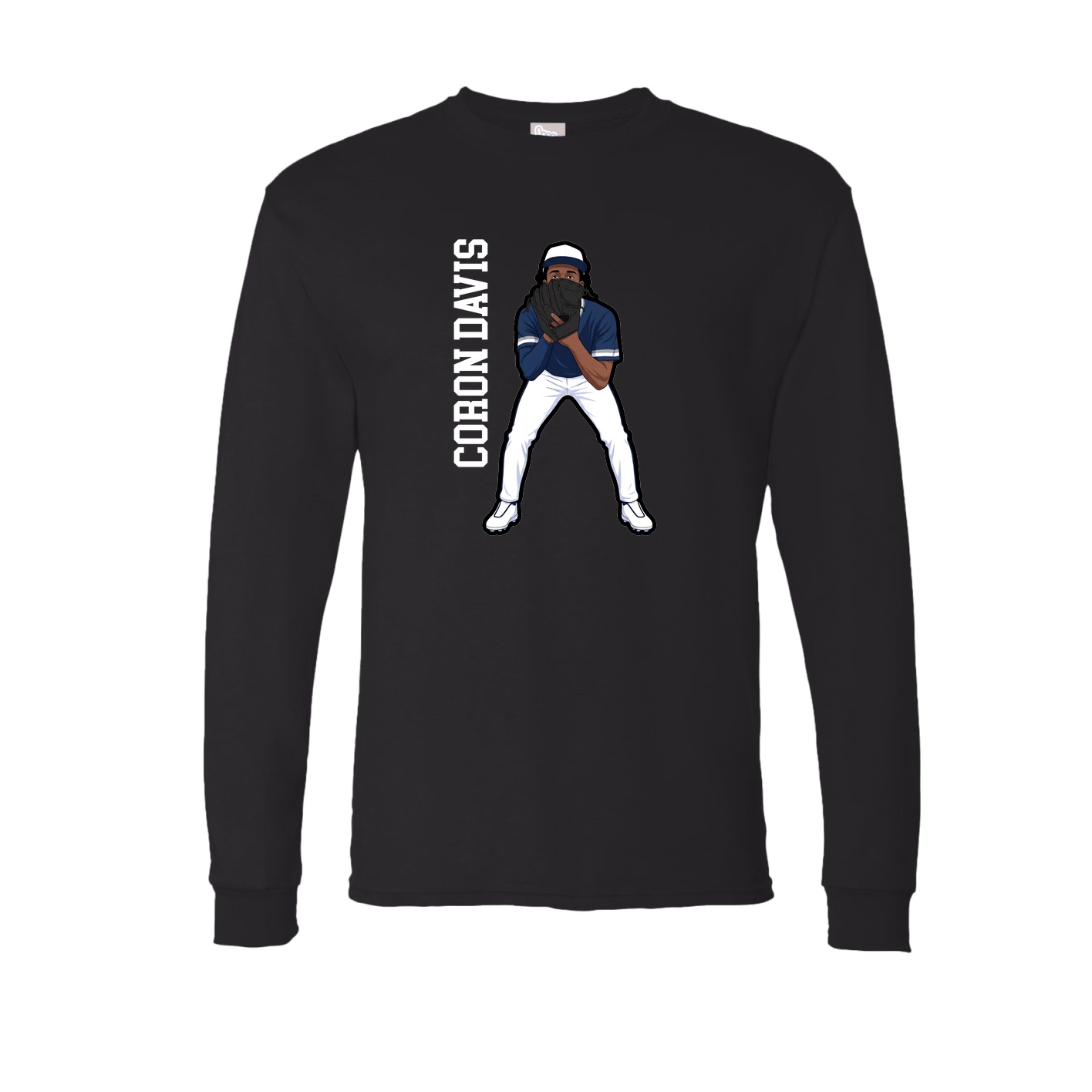 Long Sleeve Tee — Name Vertical in Black