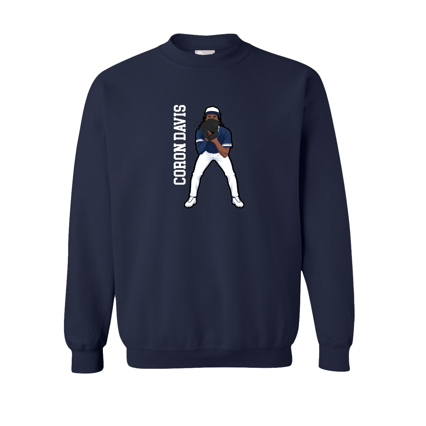 Fleece Crew — Name Vertical in Navy