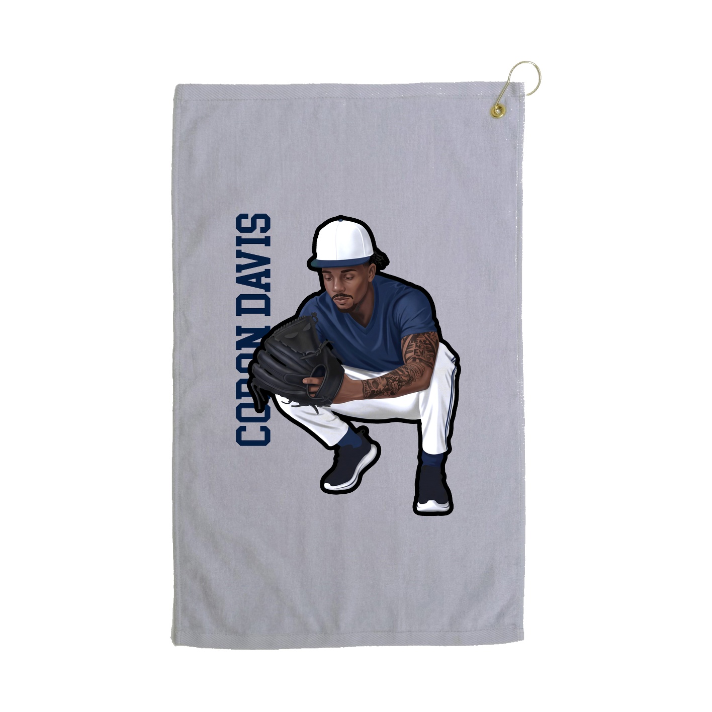 Golf Towel — Name Vertical in Grey