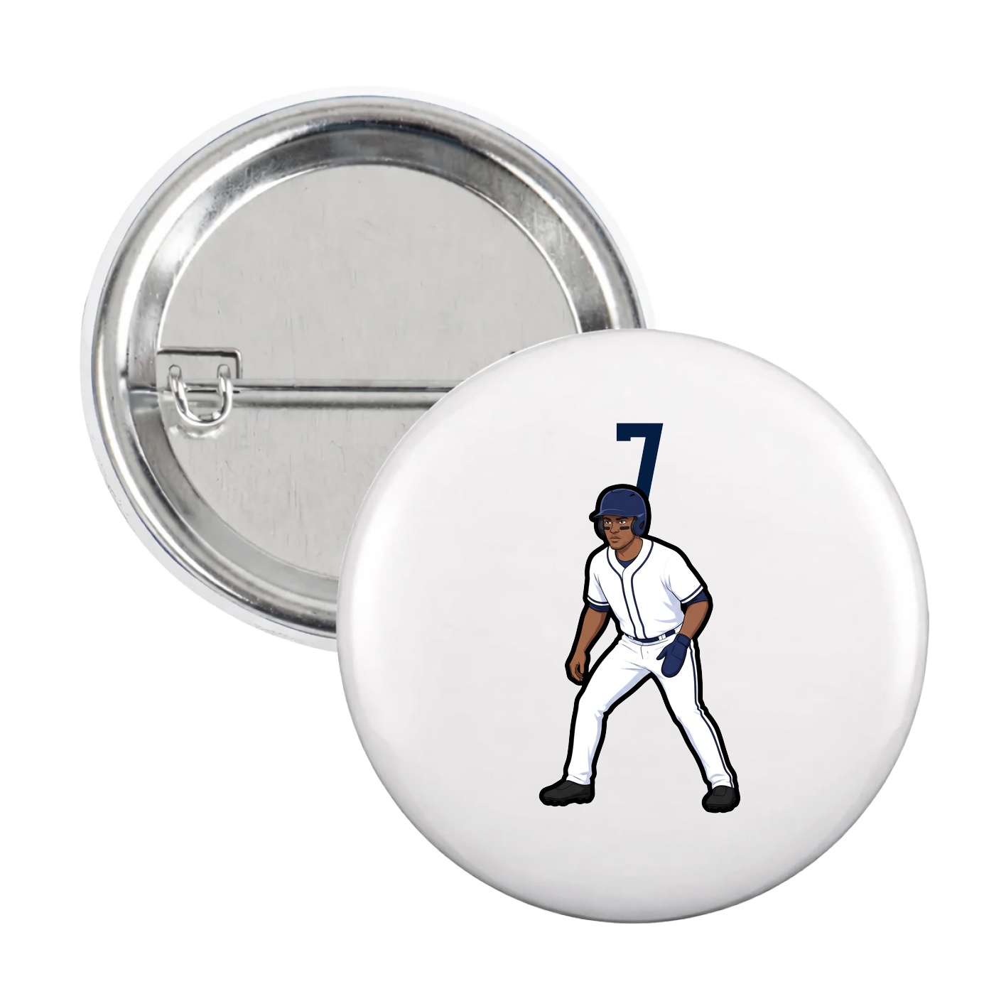 Game Day Button — Number Top in White
