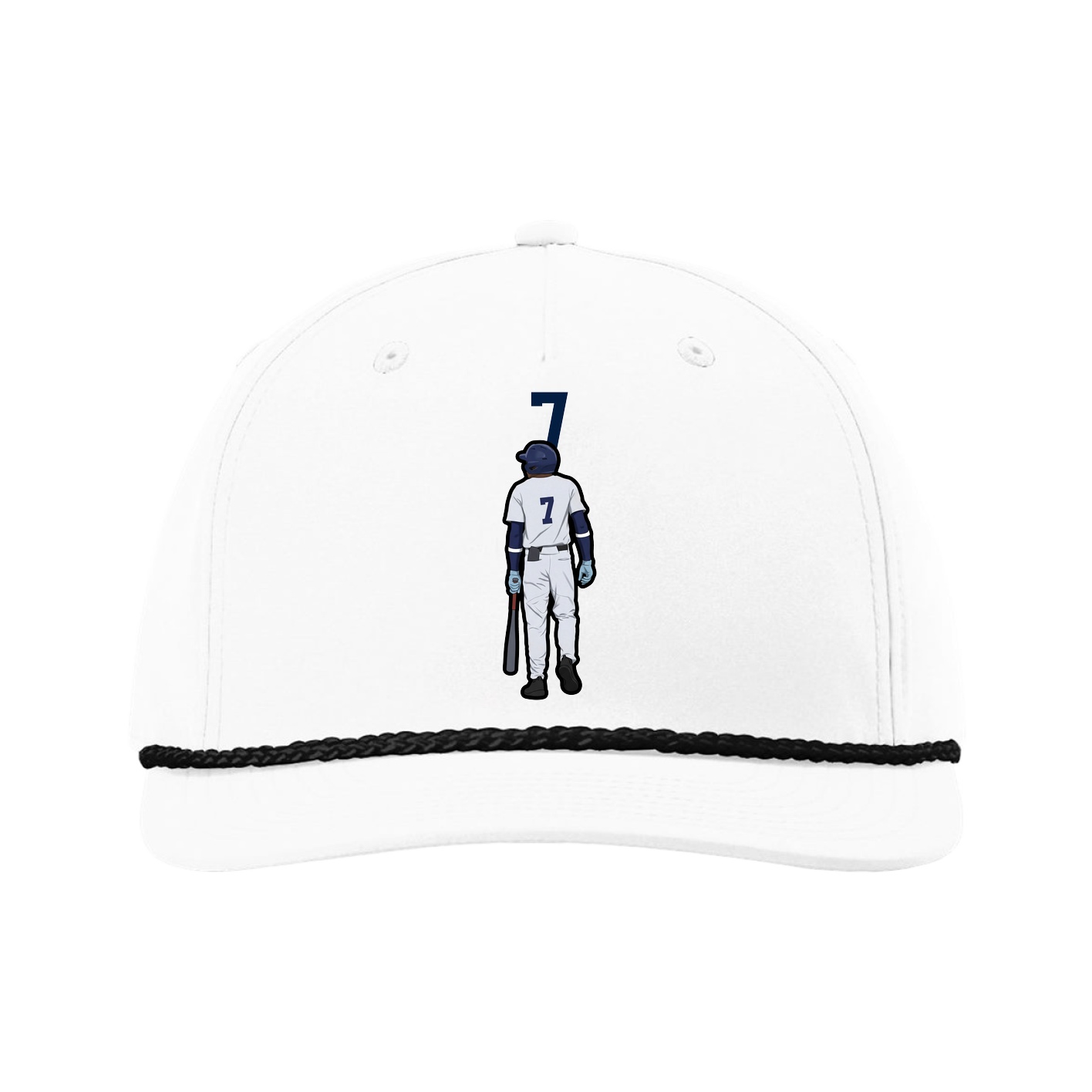 Five-Panel Classic Rope Cap — Number Top in White