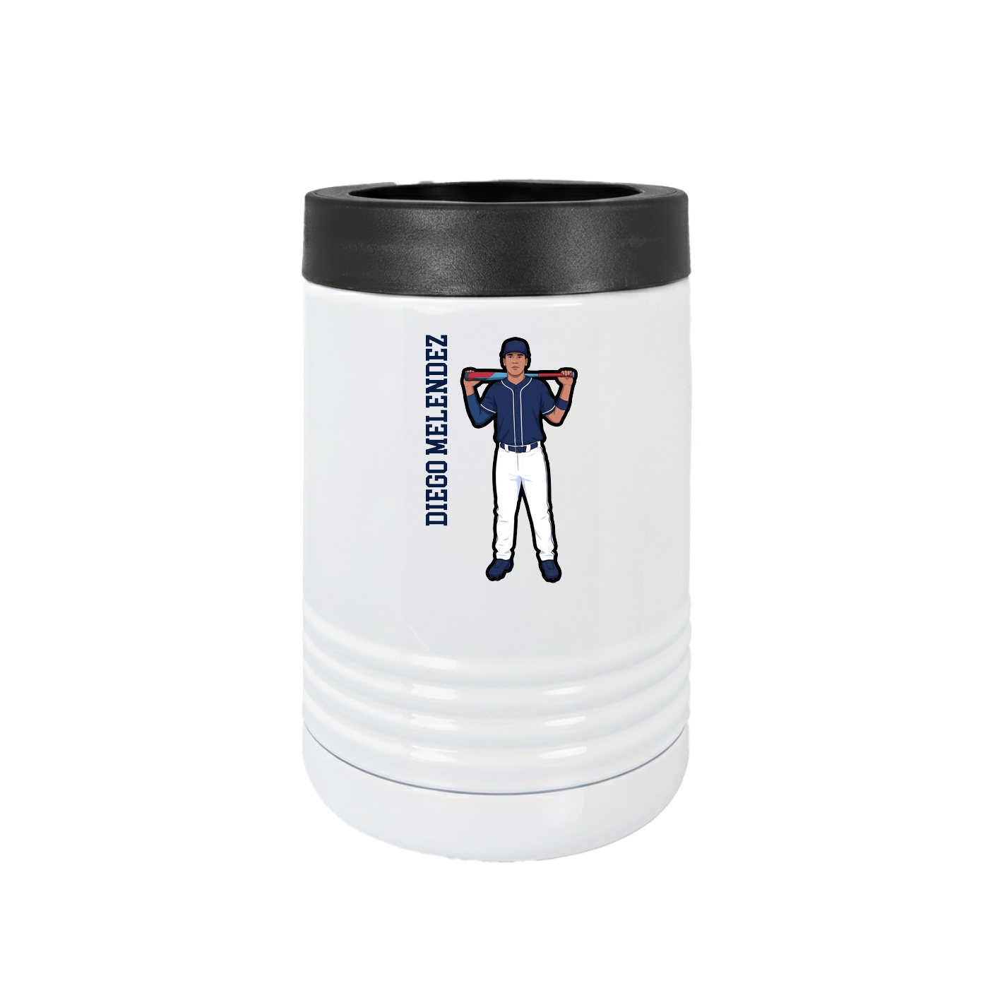 Beverage Holder — Name Vertical in White
