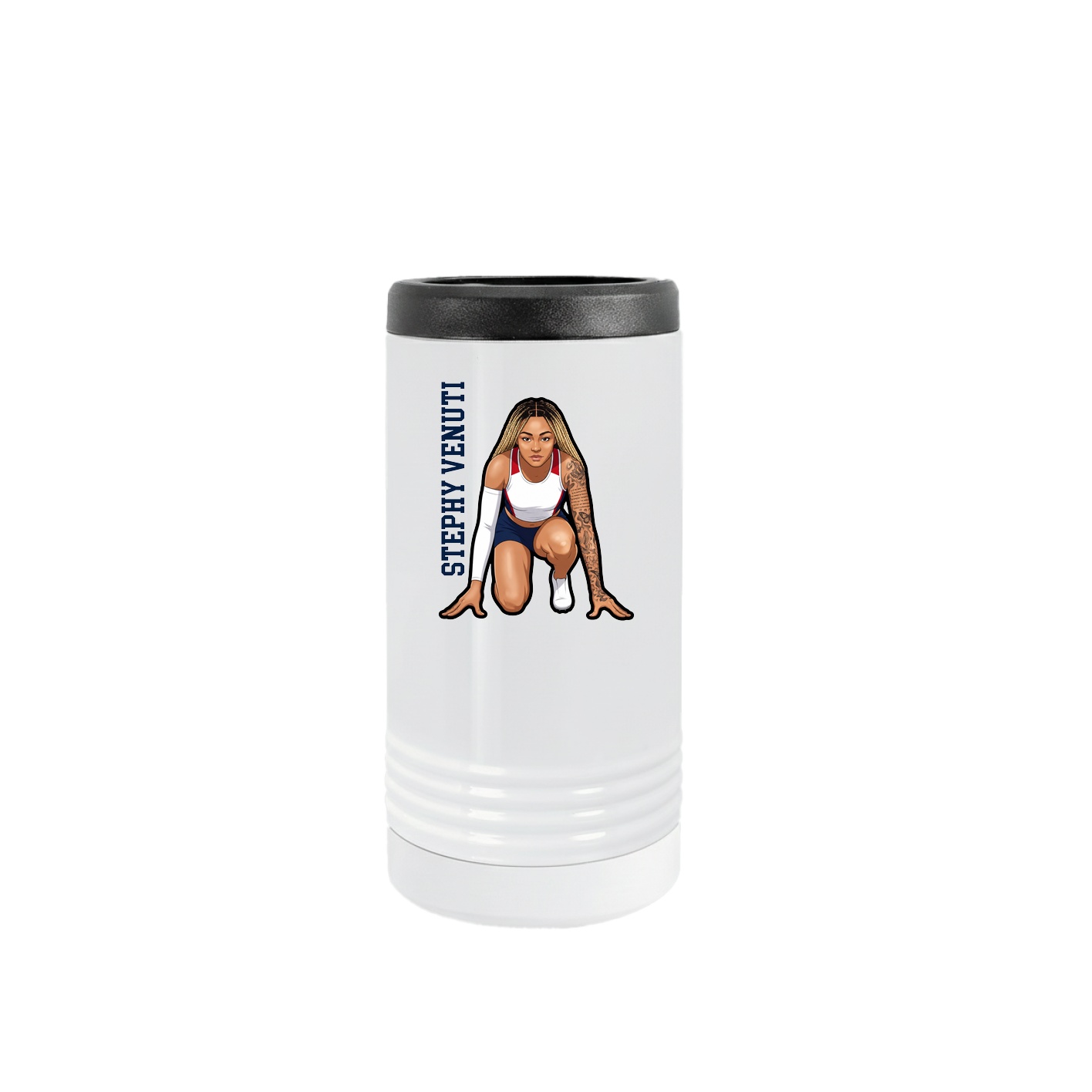 Slim Beverage Holder — Name Vertical in White