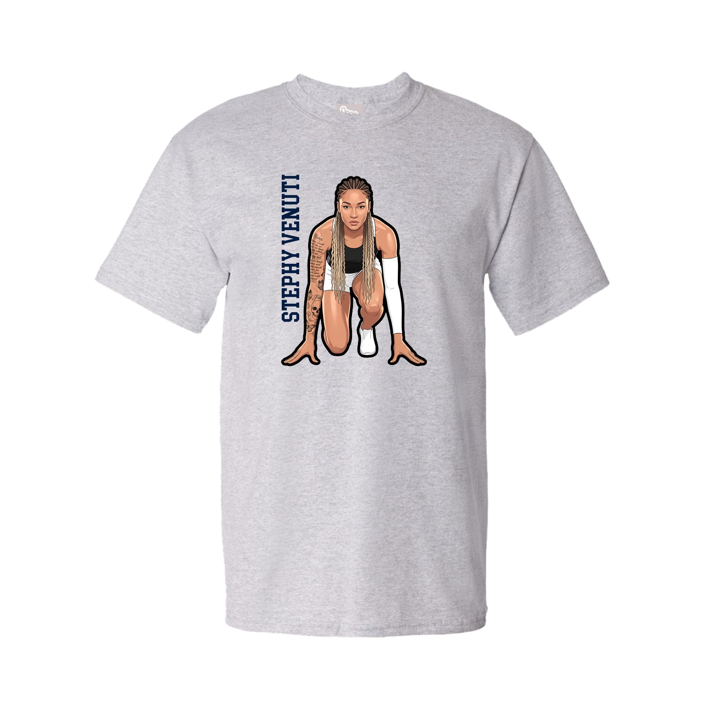 Tee — Name Vertical in Grey