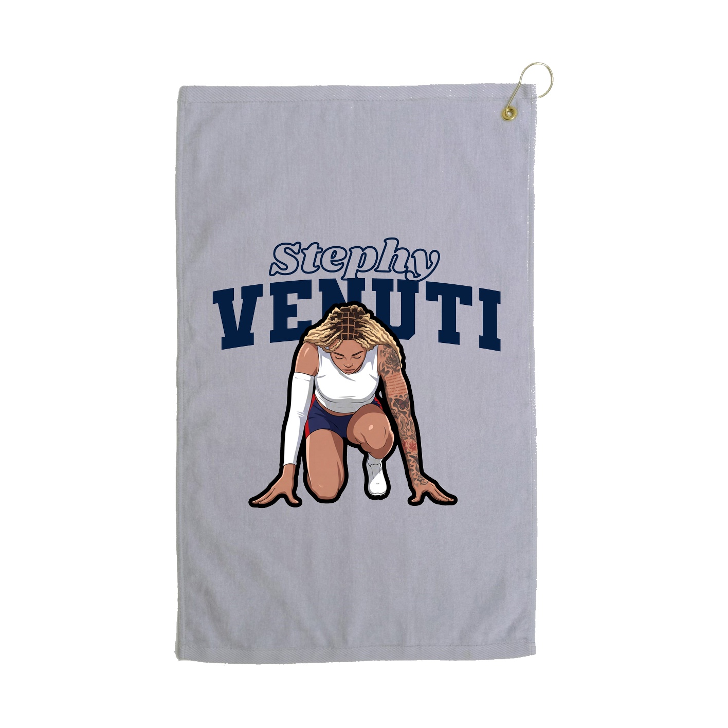 Golf Towel — Name Arch in Grey