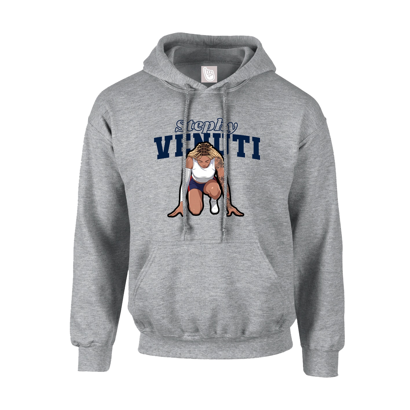 Hoodie — Name Arch in Grey