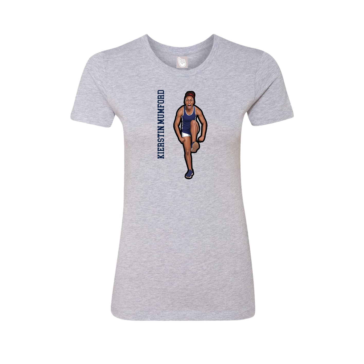 Fitted Women's Tee — Name Vertical in Grey