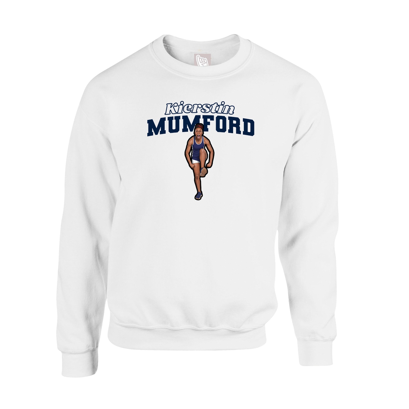 Fleece Crew — Name Arch in White
