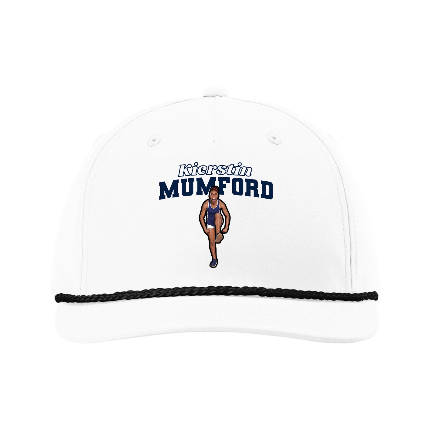 Five-Panel Classic Rope Cap — Name Arch in White
