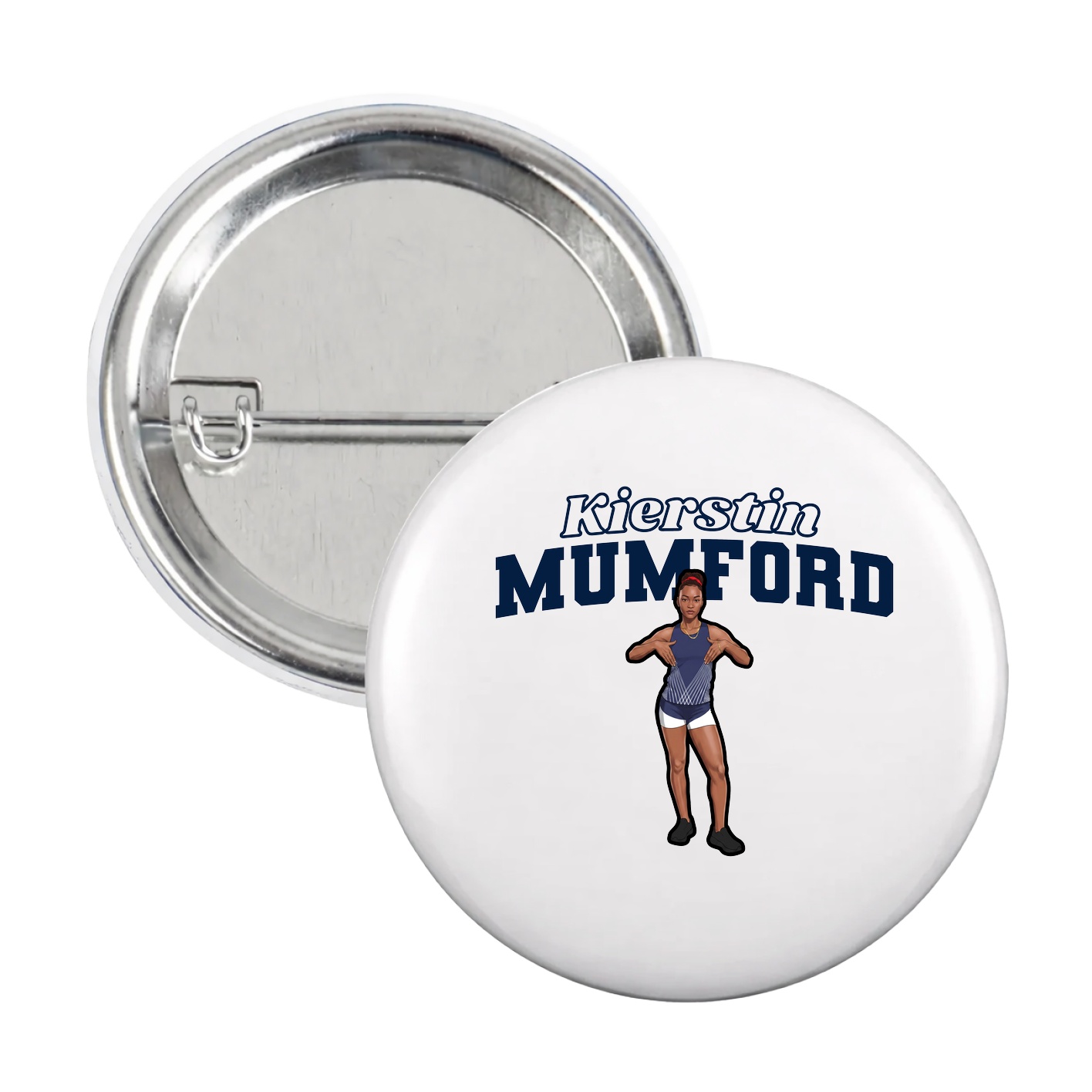 Game Day Button — Name Arch in White