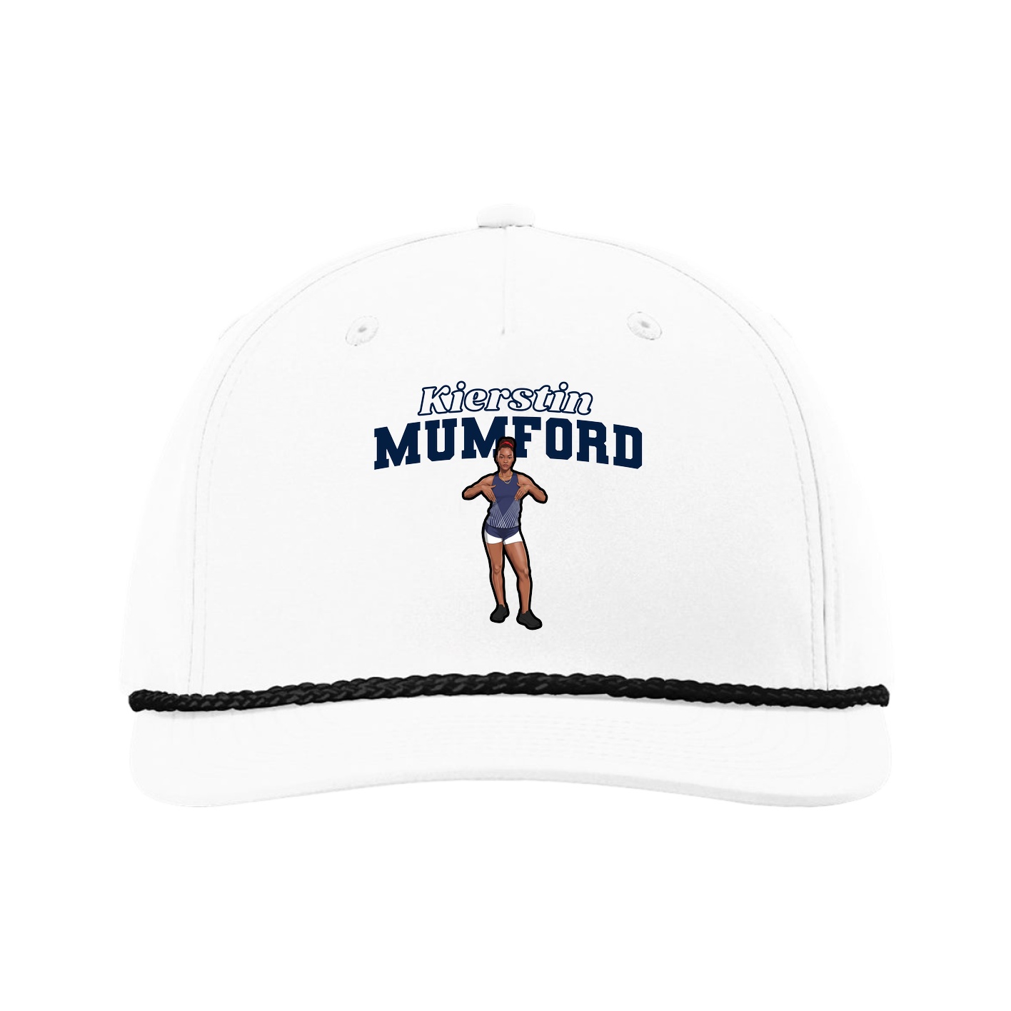 Five-Panel Classic Rope Cap — Name Arch in White