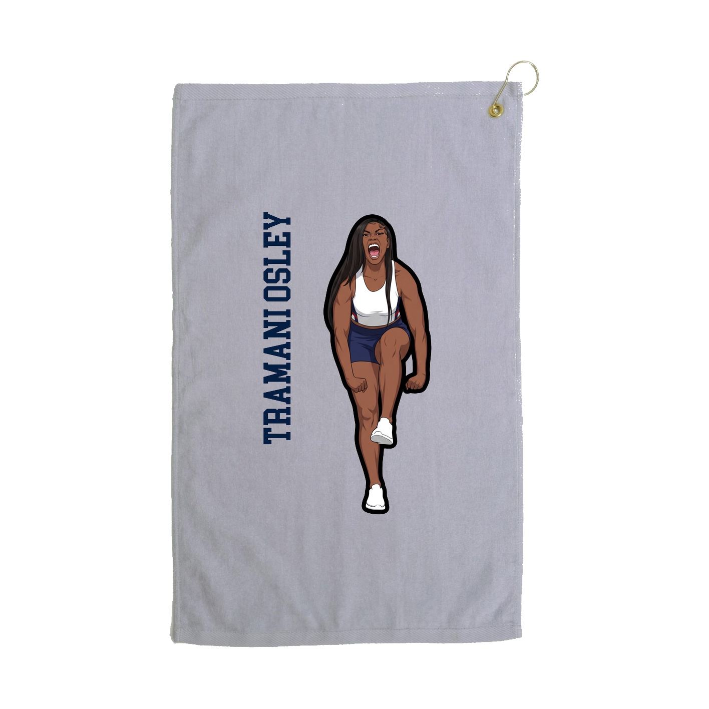 Golf Towel — Name Vertical in Grey