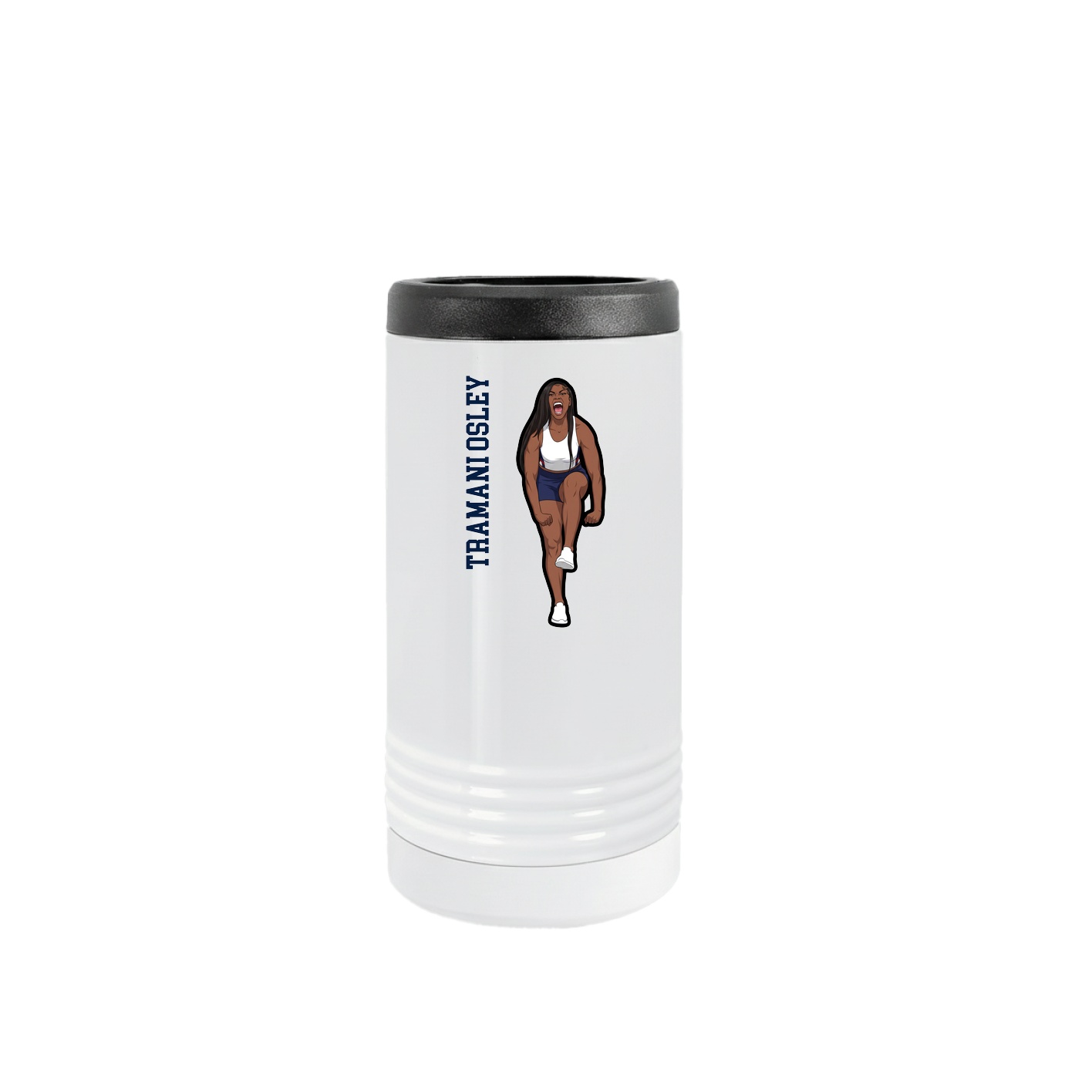 Slim Beverage Holder — Name Vertical in White