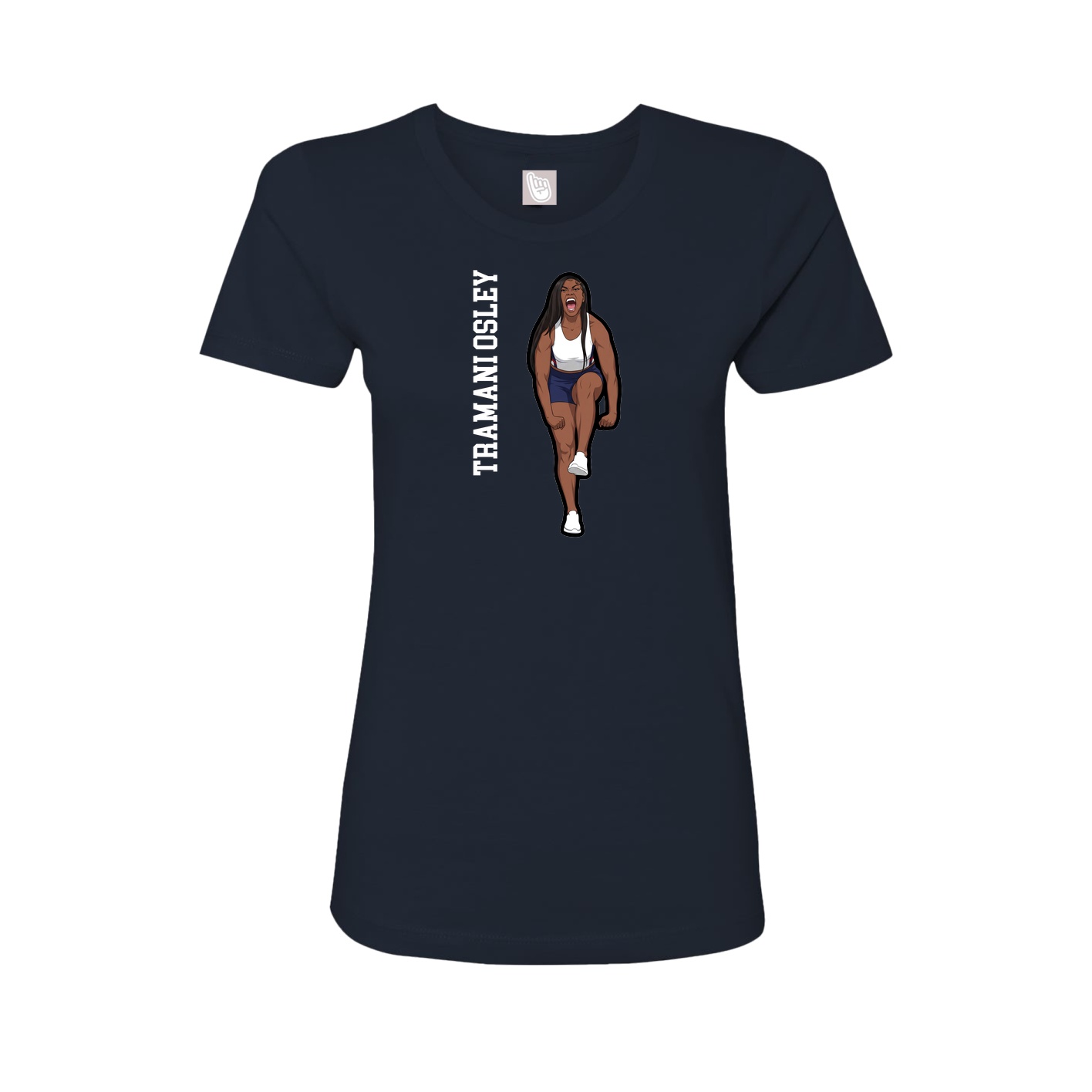 Fitted Women's Tee — Name Vertical in Navy