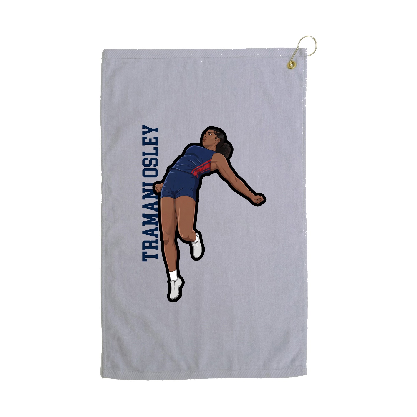 Golf Towel — Name Vertical in Grey