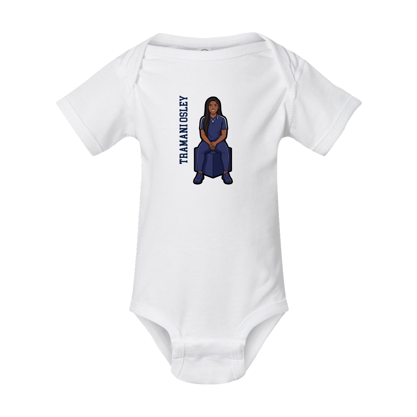 Baby Onesie — Name Vertical in White