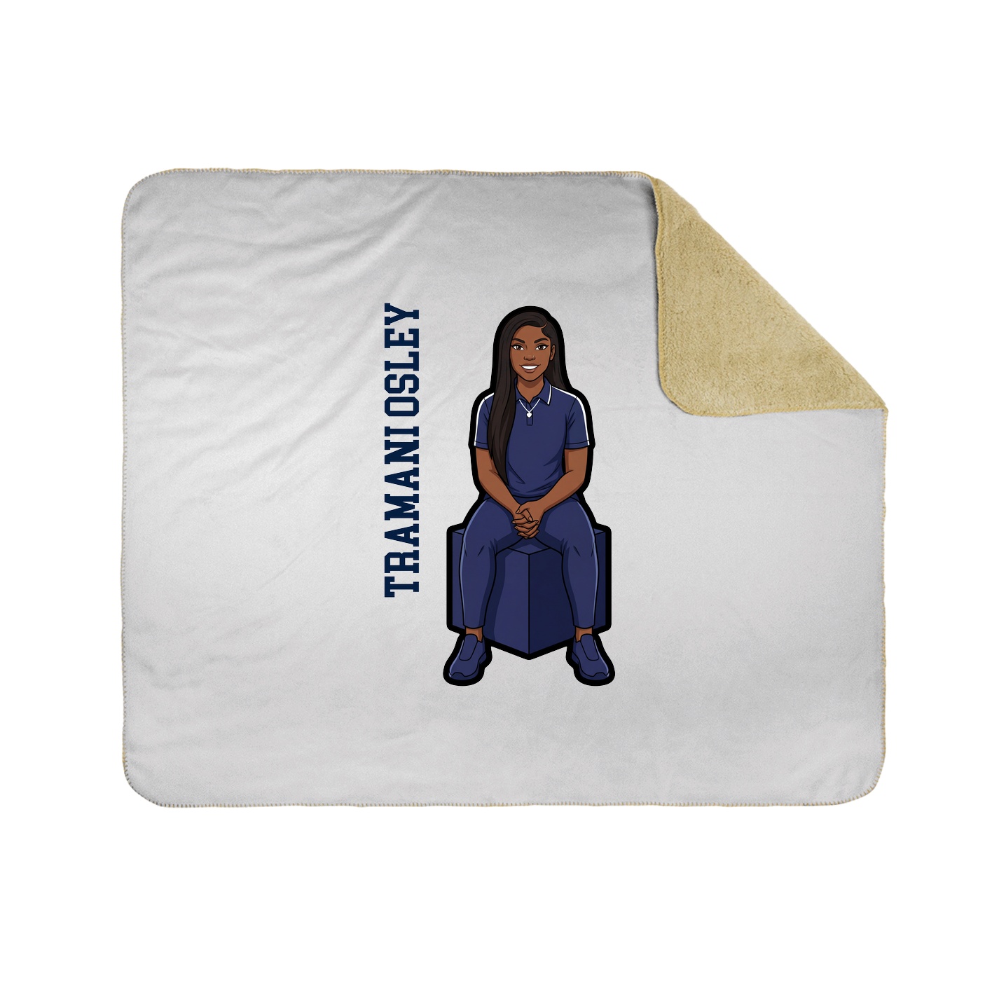 Throw Blanket — Name Vertical in White