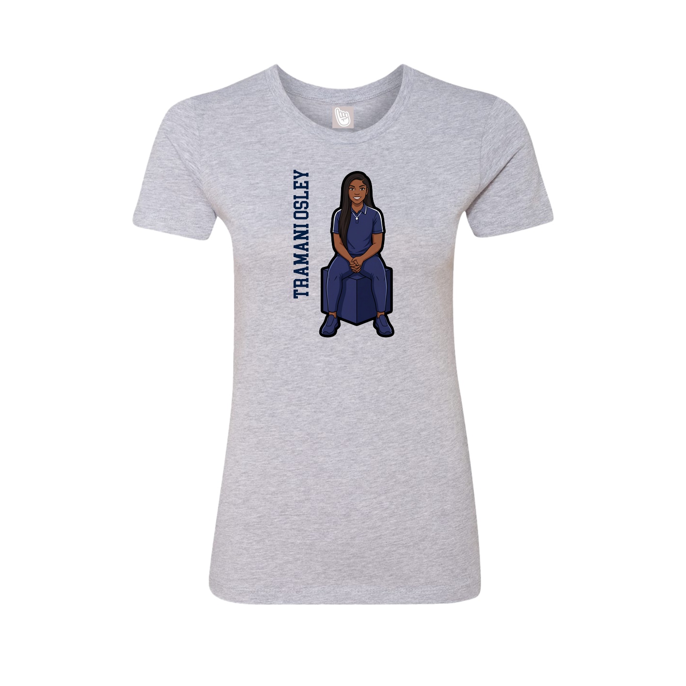Fitted Women's Tee — Name Vertical in Grey