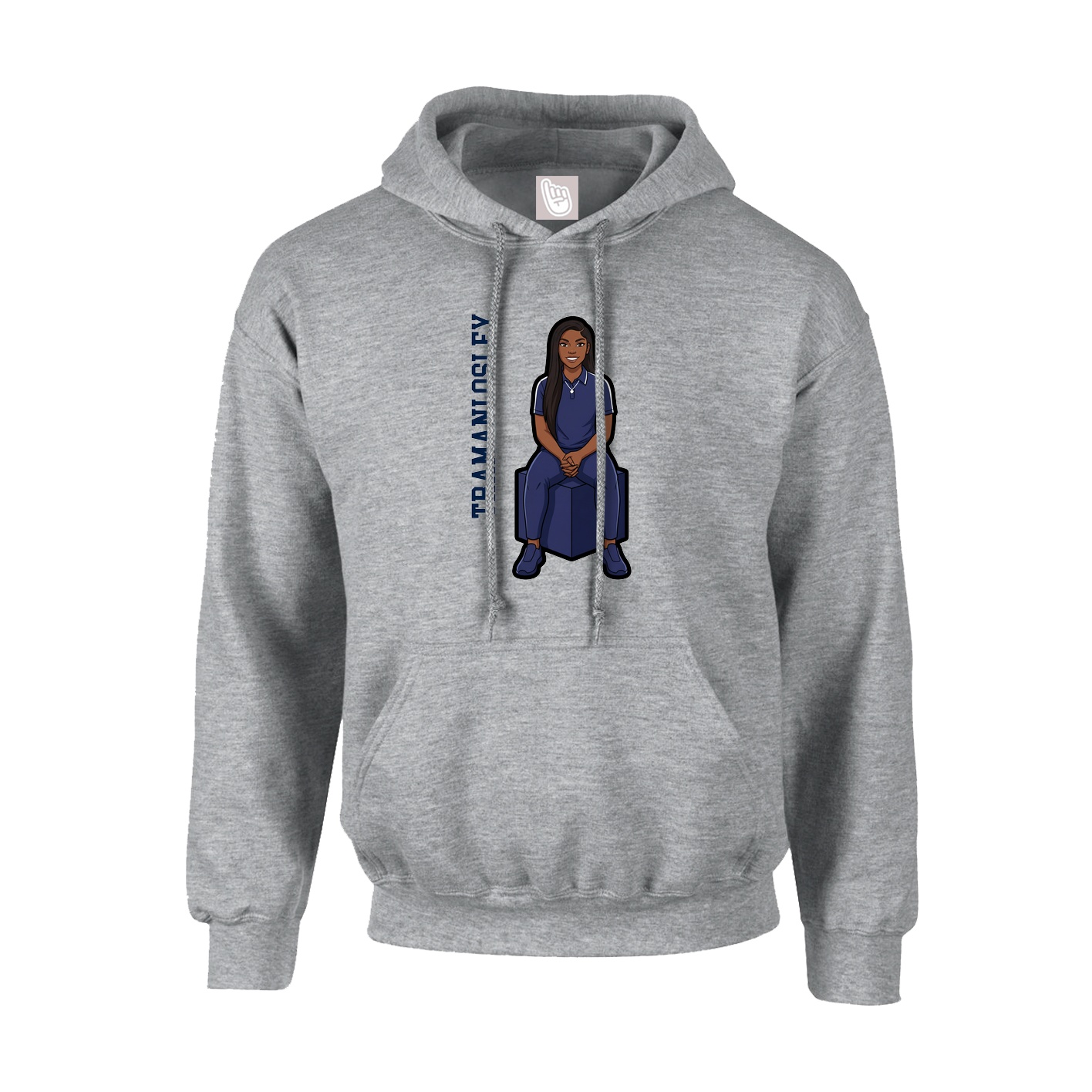 Hoodie — Name Vertical in Grey
