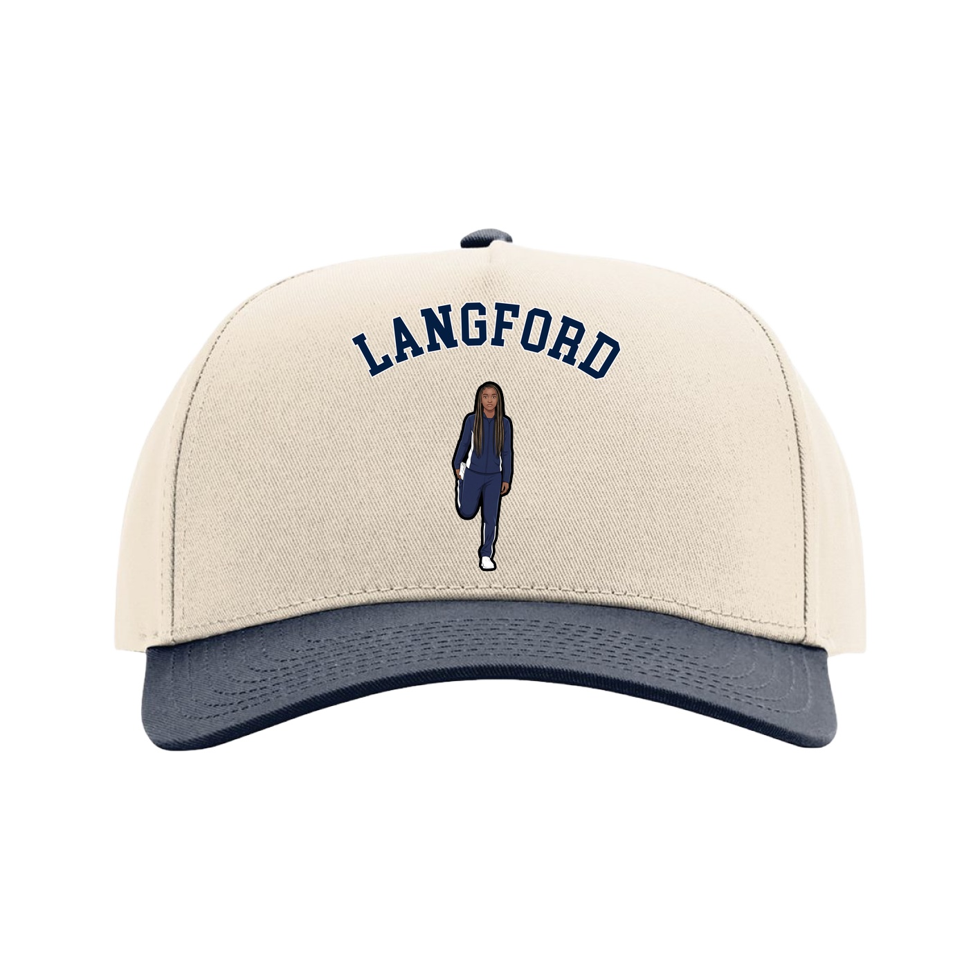 Full Fabric Five-Panel Champ Cap — Shirsey Arch in Cream/Navy