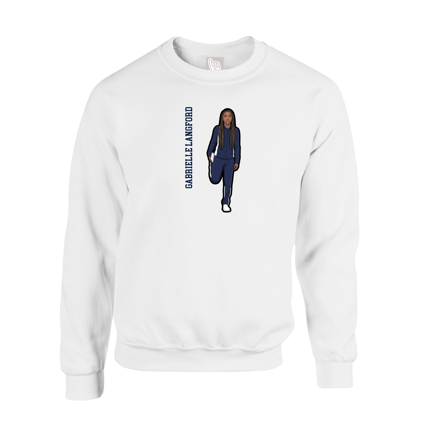 Fleece Crew — Name Vertical in White