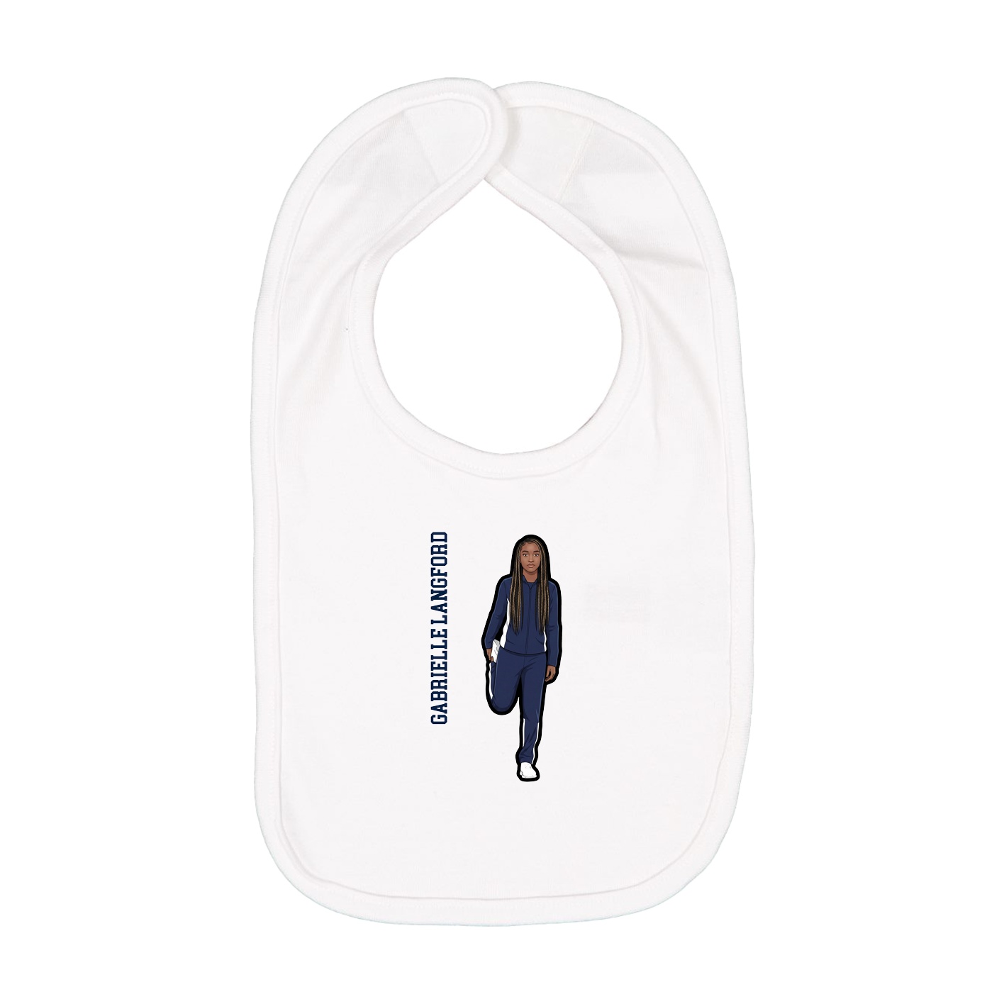 Infant Bib — Name Vertical in White